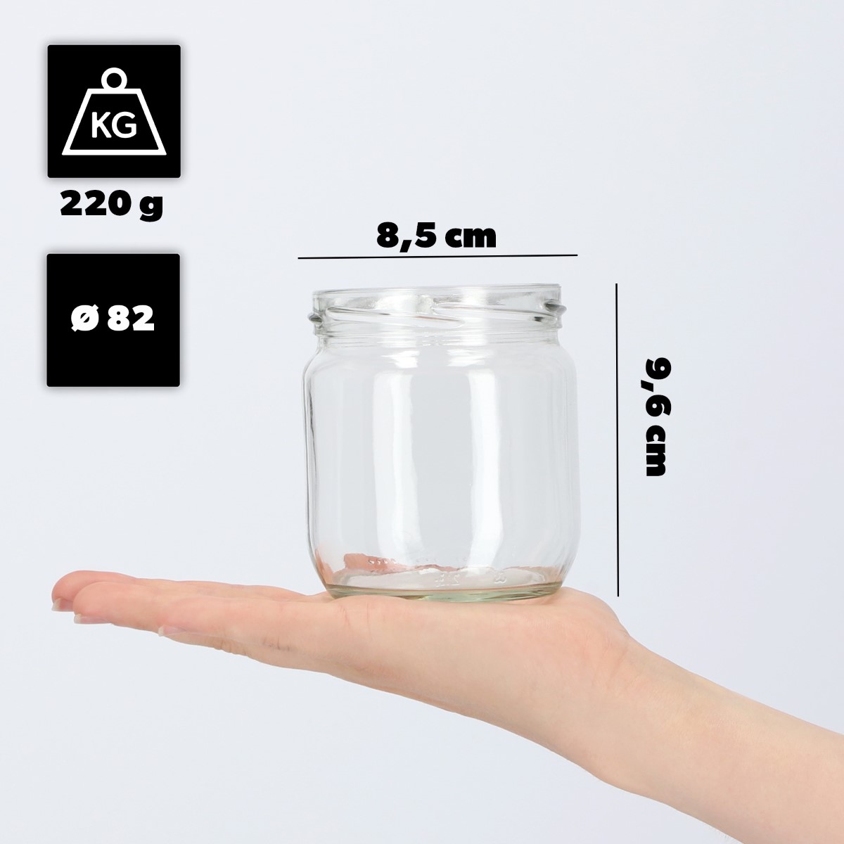 Słoiki na przetwory Salla 425ml fi 82 mm 48szt + wieczko Krata z serduszkiem
