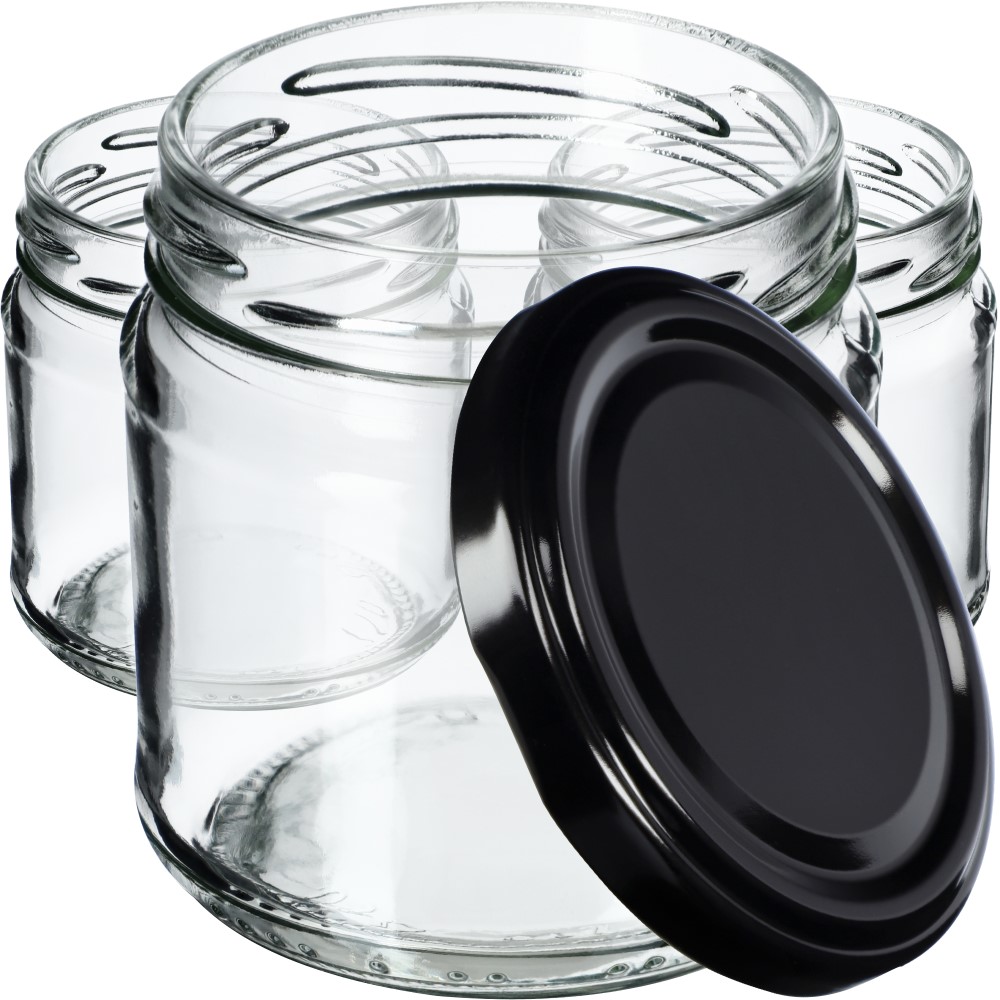 Słoiki na przetwory Lerma 200ml 20szt fi 66 mm + wieczka czarne