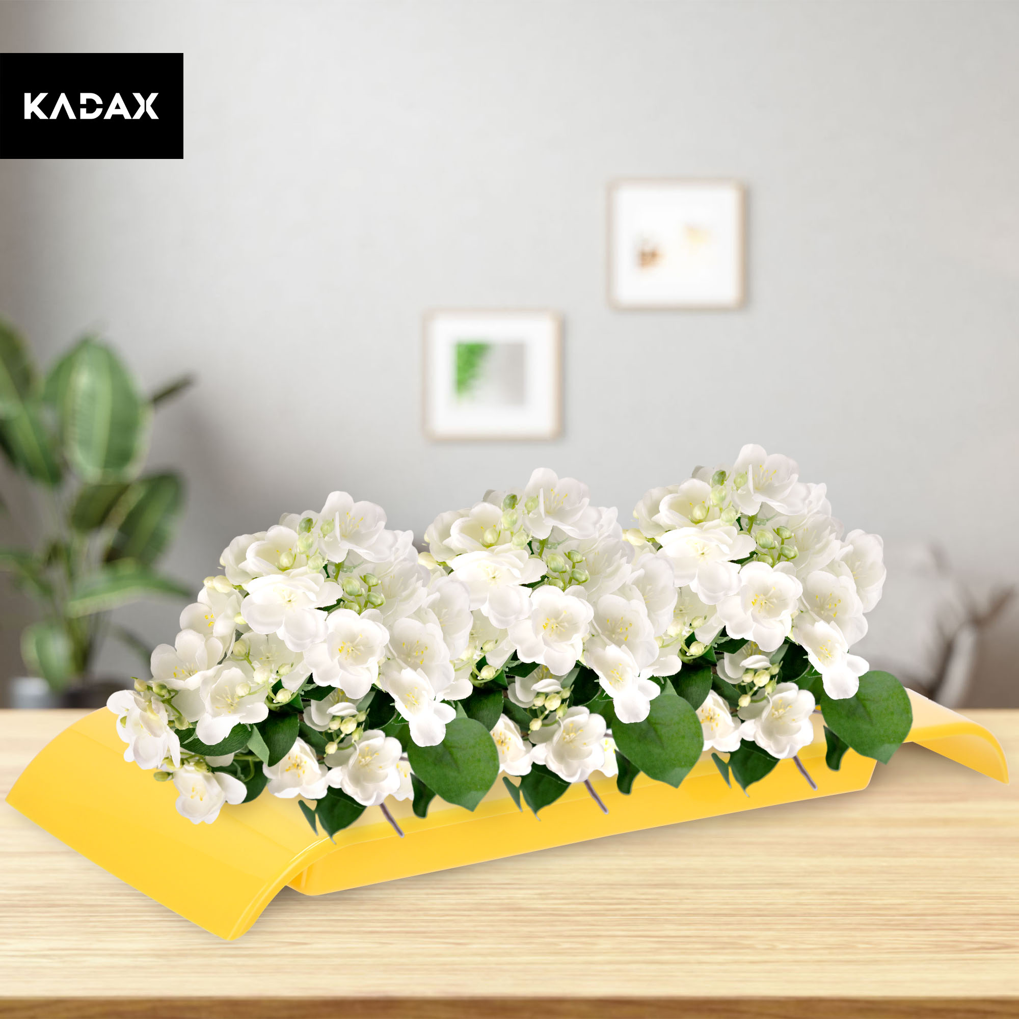 Ikebana prostokątna na kwiaty 4 x 47 cm, żółta