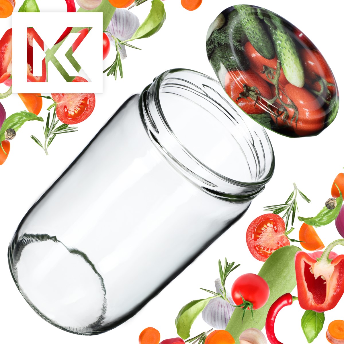 Słoiki na przetwory Niva 720ml 24szt fi 82 mm + wieczka "Warzywa"