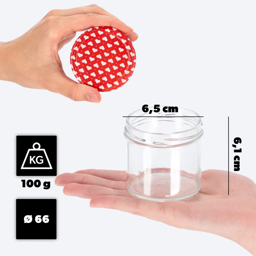 Słoiki Vigo 140ml 100szt fi 66 mm + wieczko "Serca"