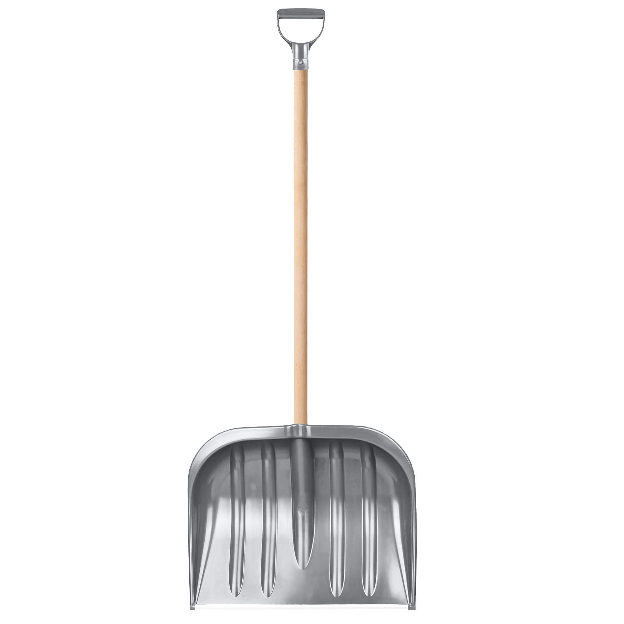 Łopata do śniegu 132 cm, srebrna drewniany trzonek