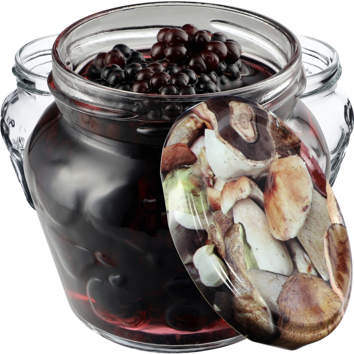 Słoiki Kemi 200ml 10szt fi 66 mm + wieczka "Grzyby"