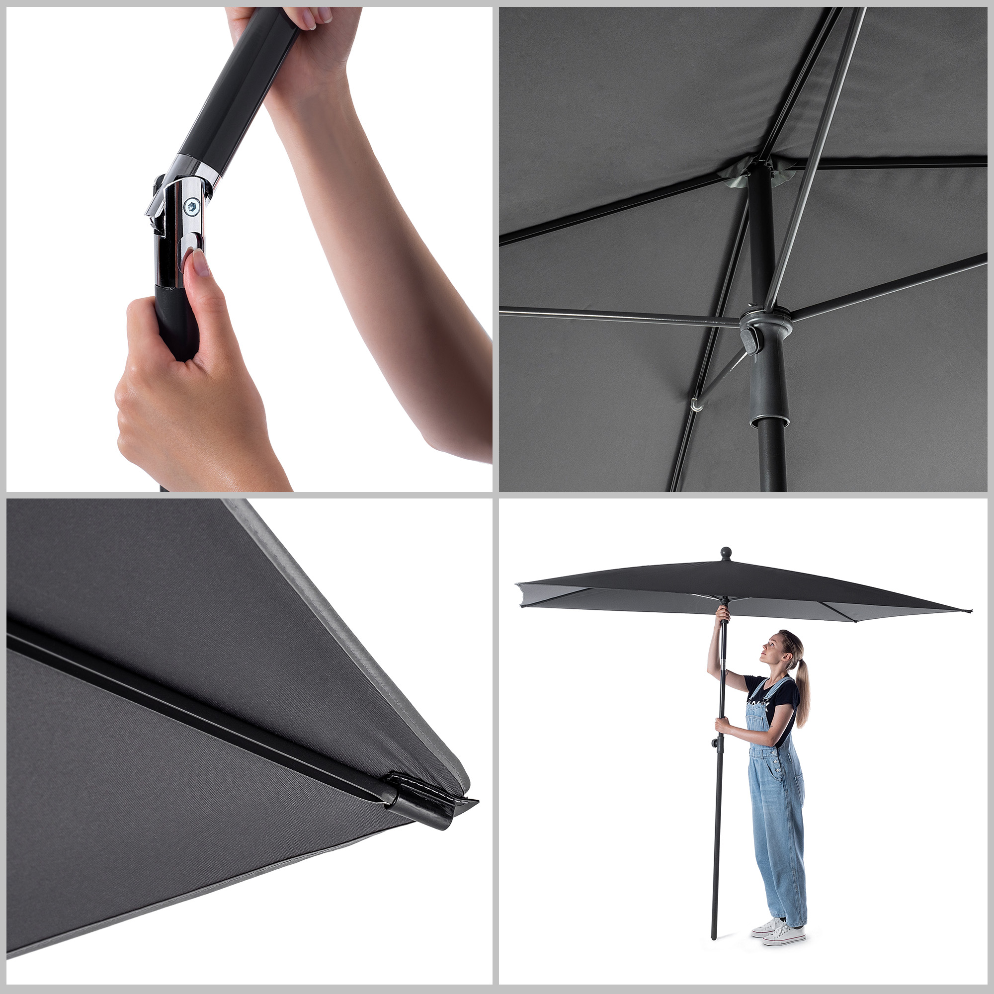 Parasol balkonowy Talaia ciemny szary 210x140cm