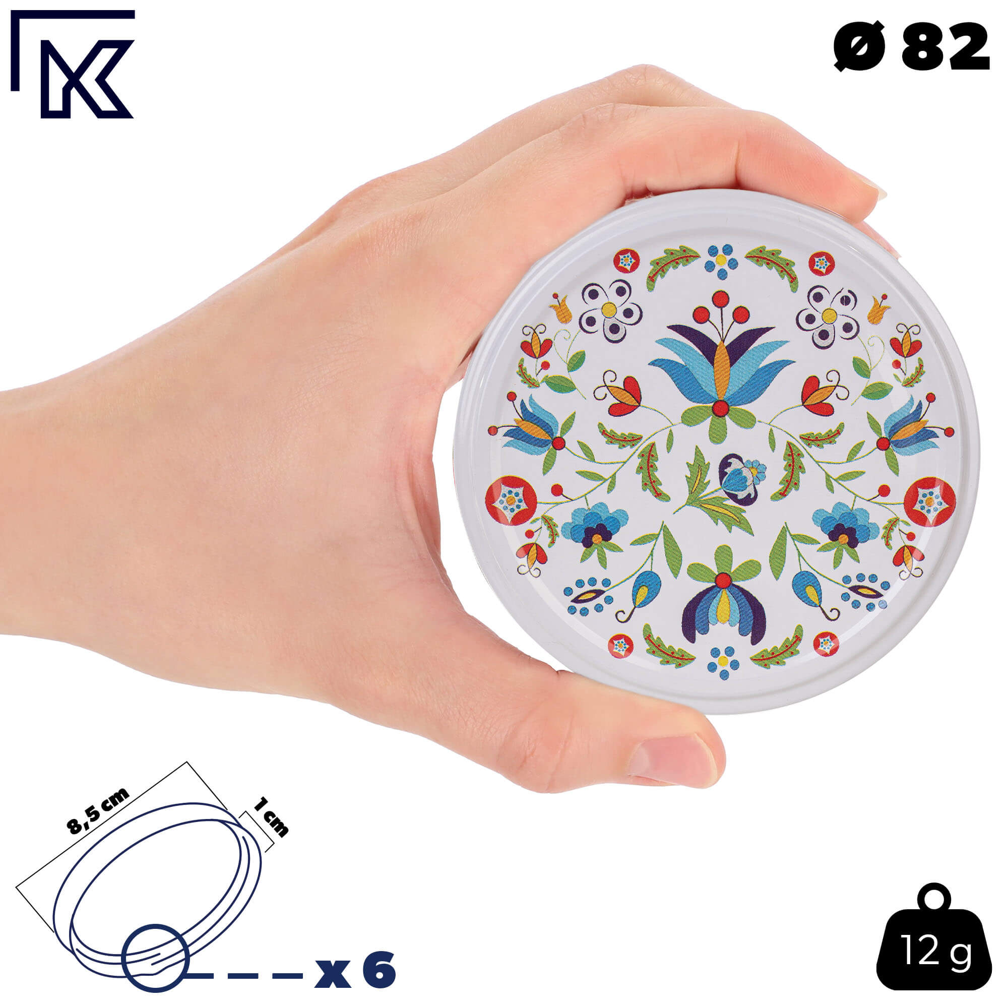 Słoiki na przetwory Denia 250ml 10szt fi 82 mm + wieczko "Kaszubski folklor"
