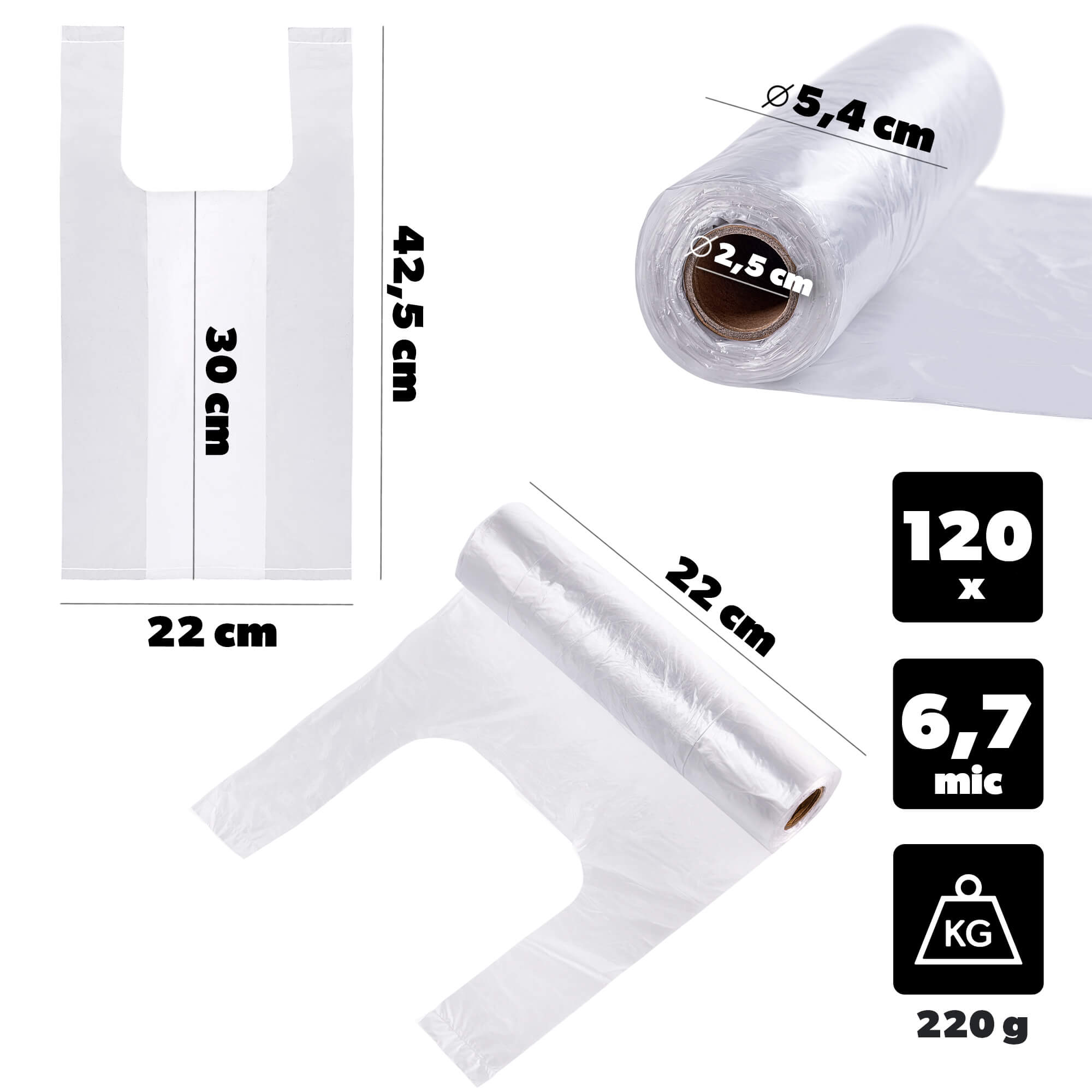 Reklamówki na rolce Vela 42.5 x 22 cm 120 szt.