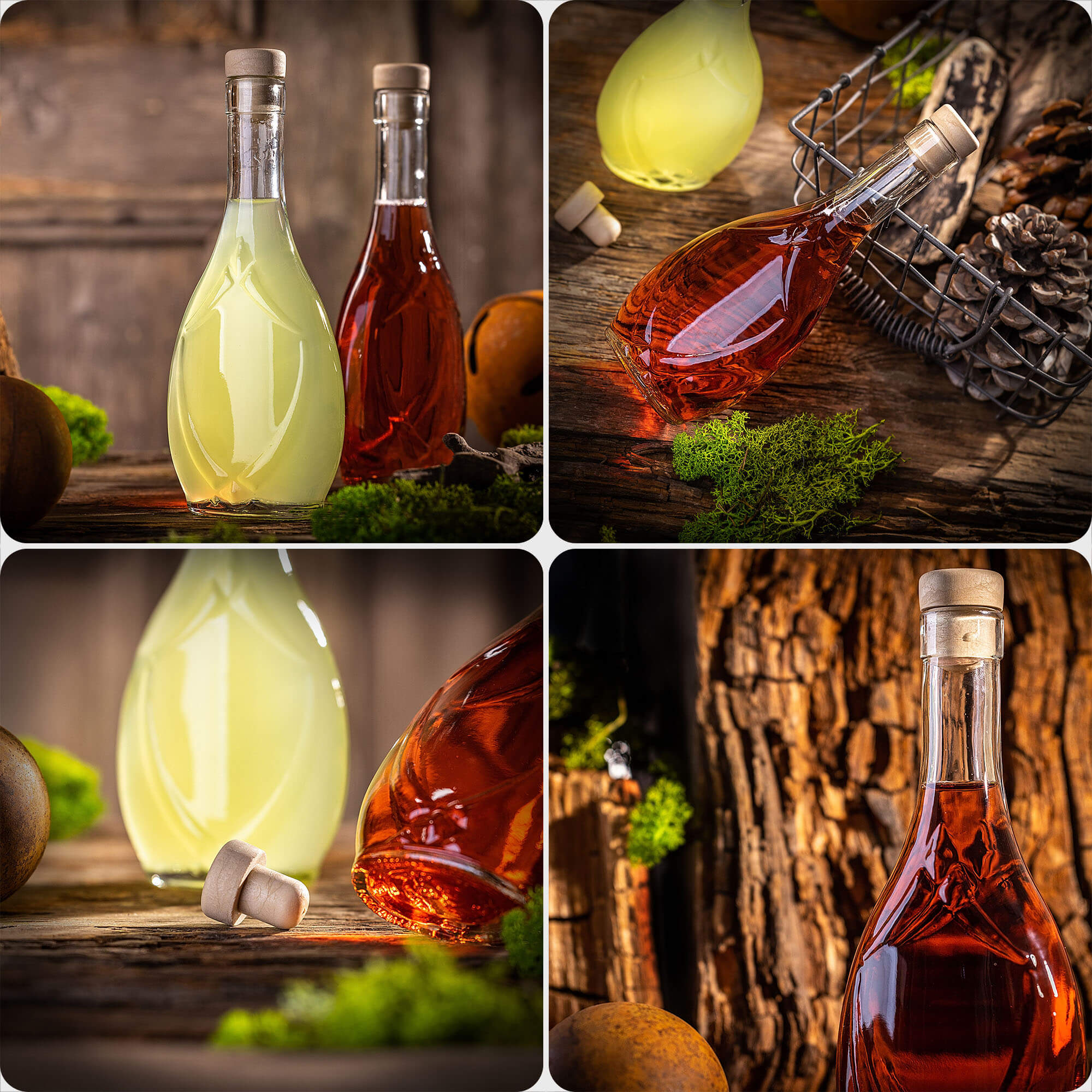 Szklana butelka na nalewkę Icona 250ml z korkiem syntetycznym 10 szt.
