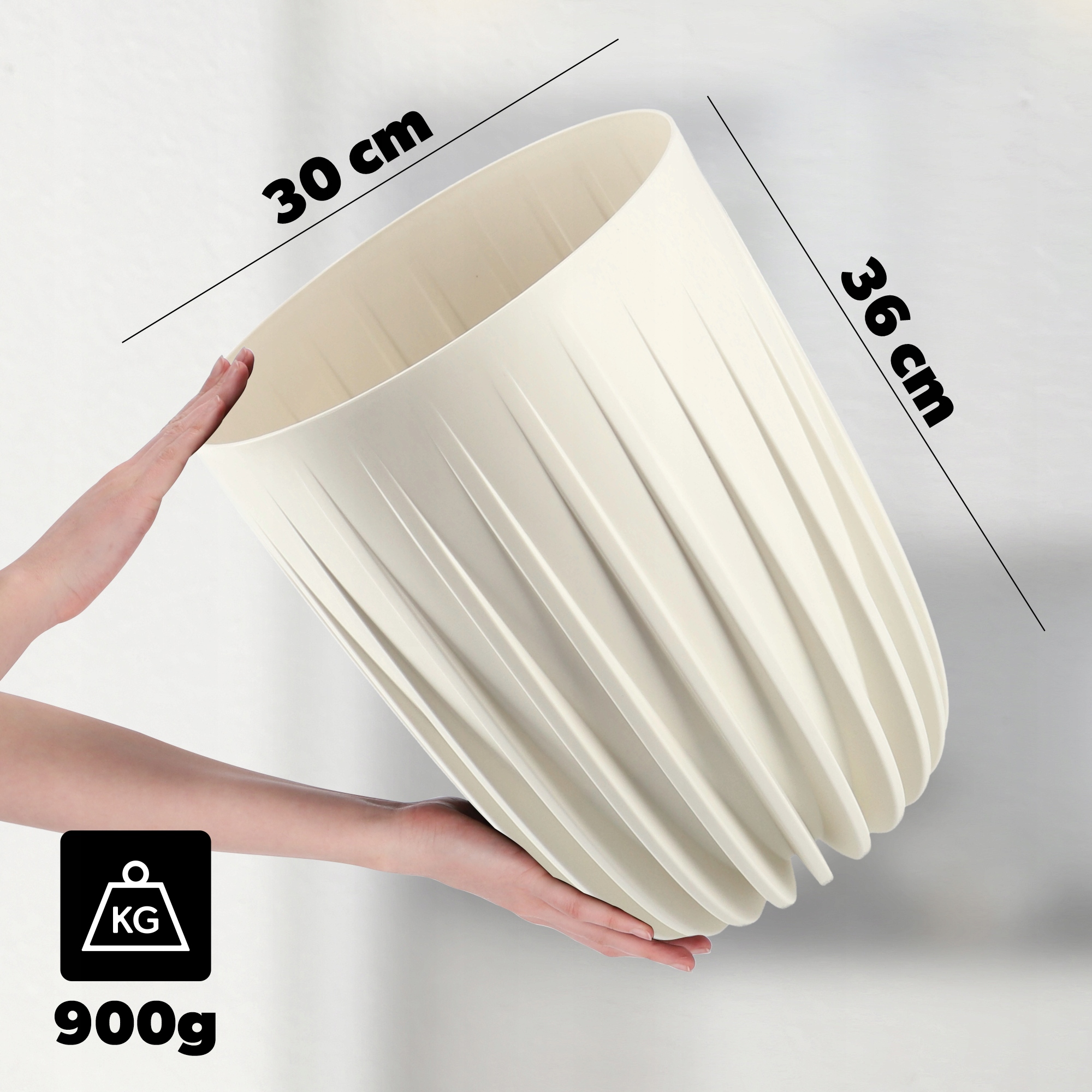 Eko doniczka z wkładem Costa 30 cm, kremowa
