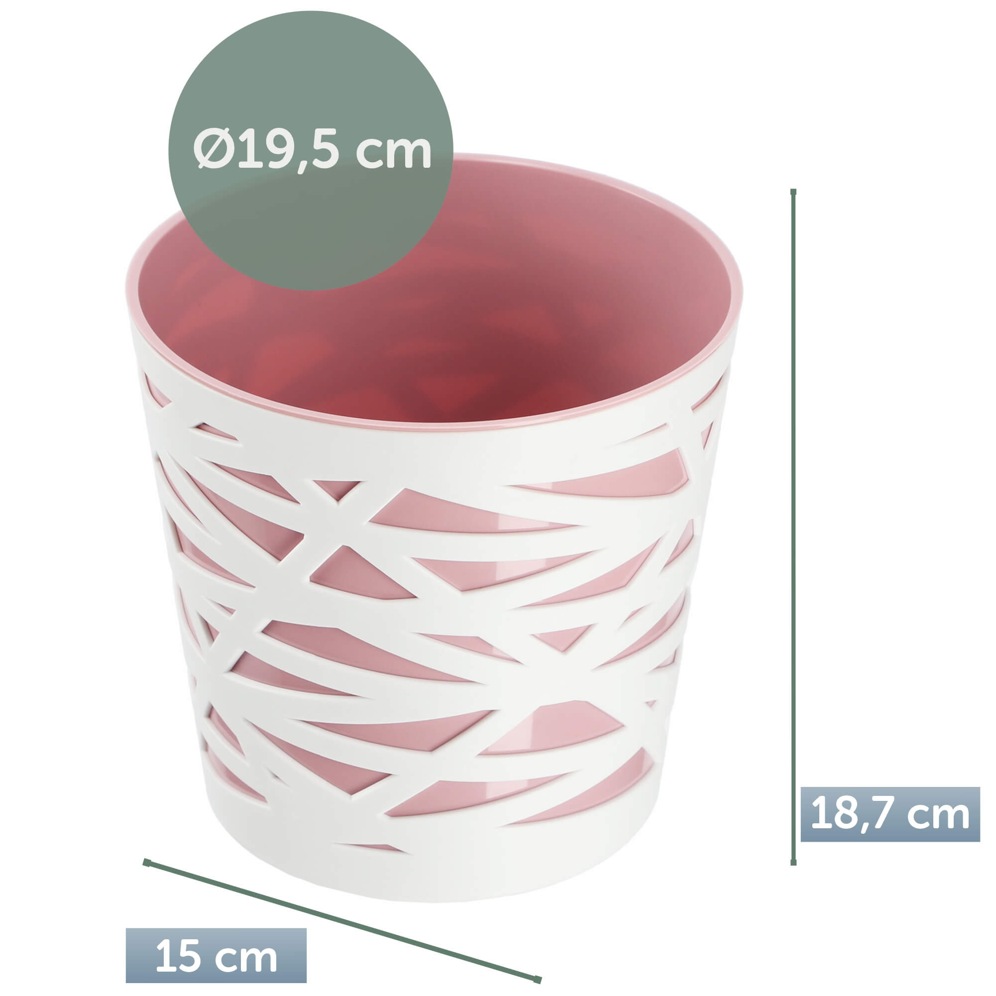 Doniczka z wkładem Rusio 19 cm, różowa