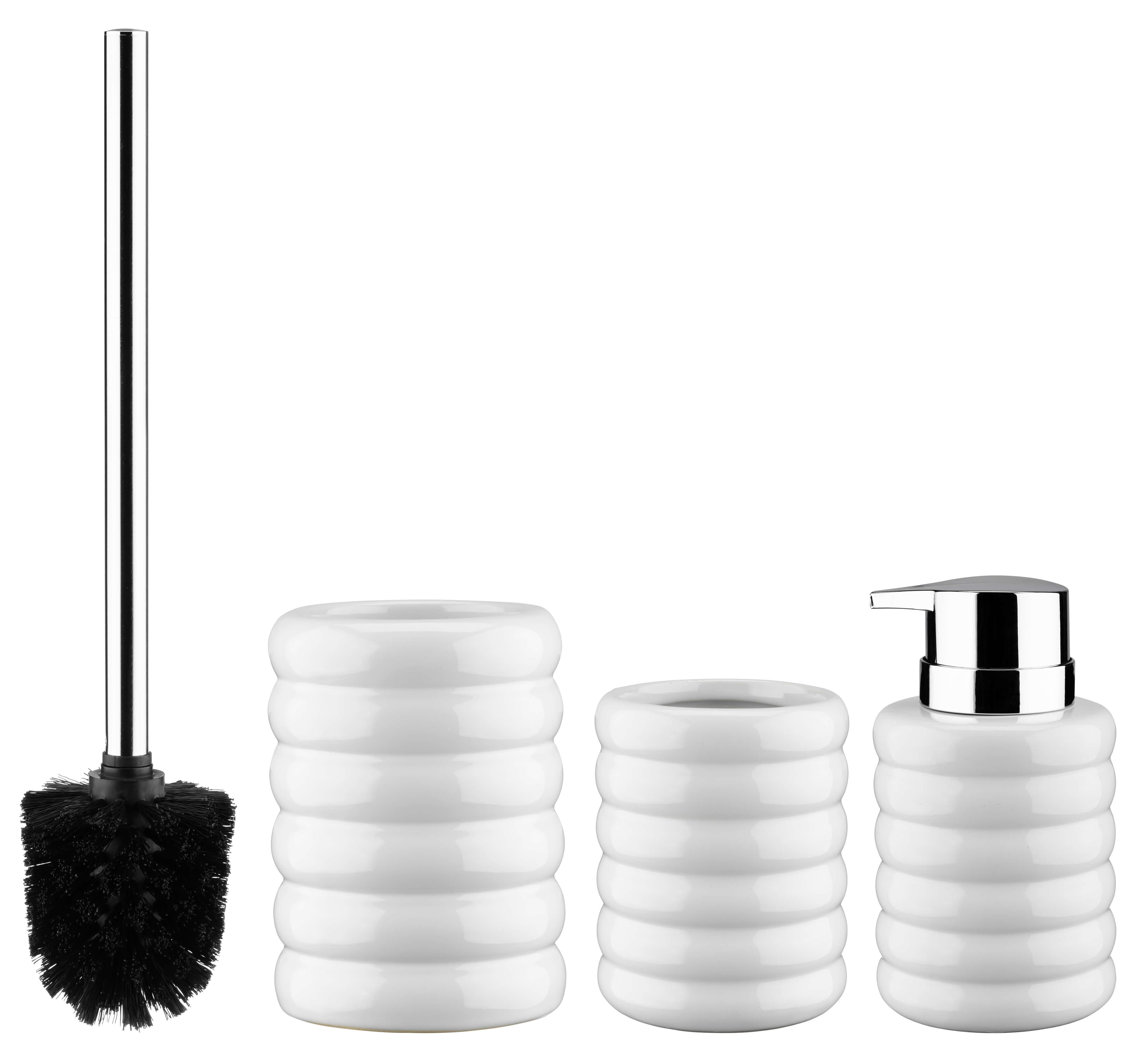 Szczotka do WC Sabres z pojemnikiem 42 cm, biała