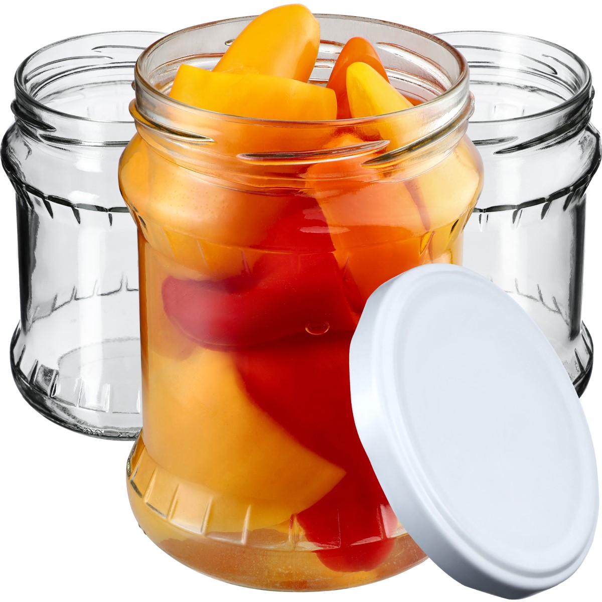 Słoiki na przetwory Kisko 500ml 24szt fi 82 mm + wieczka białe