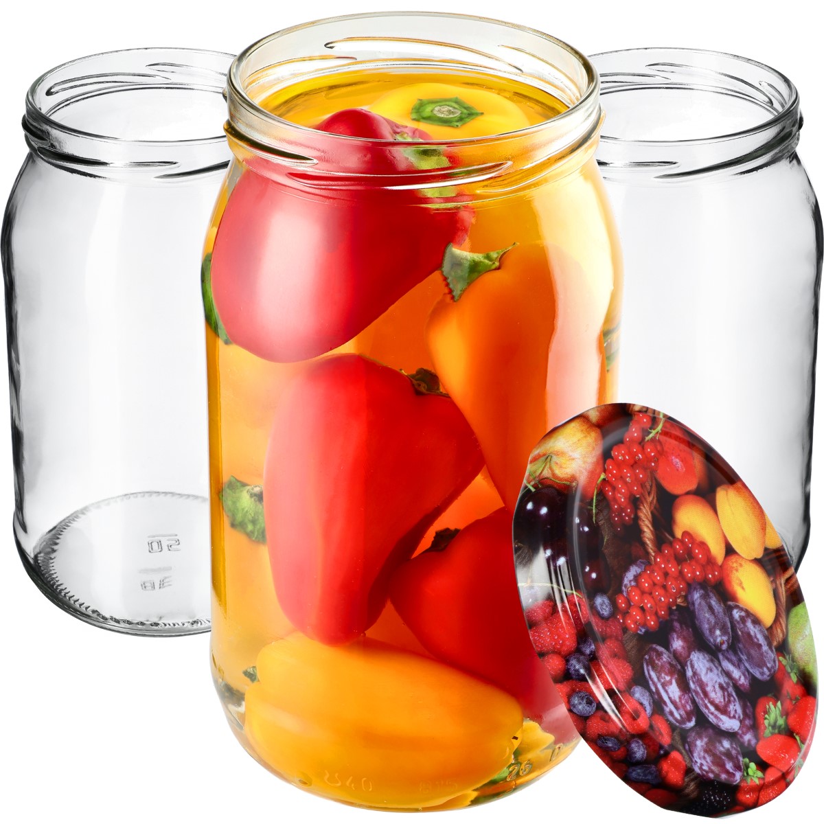 Słoiki na przetwory Niva 760ml 48szt fi 82 mm + wieczka "Owoce"