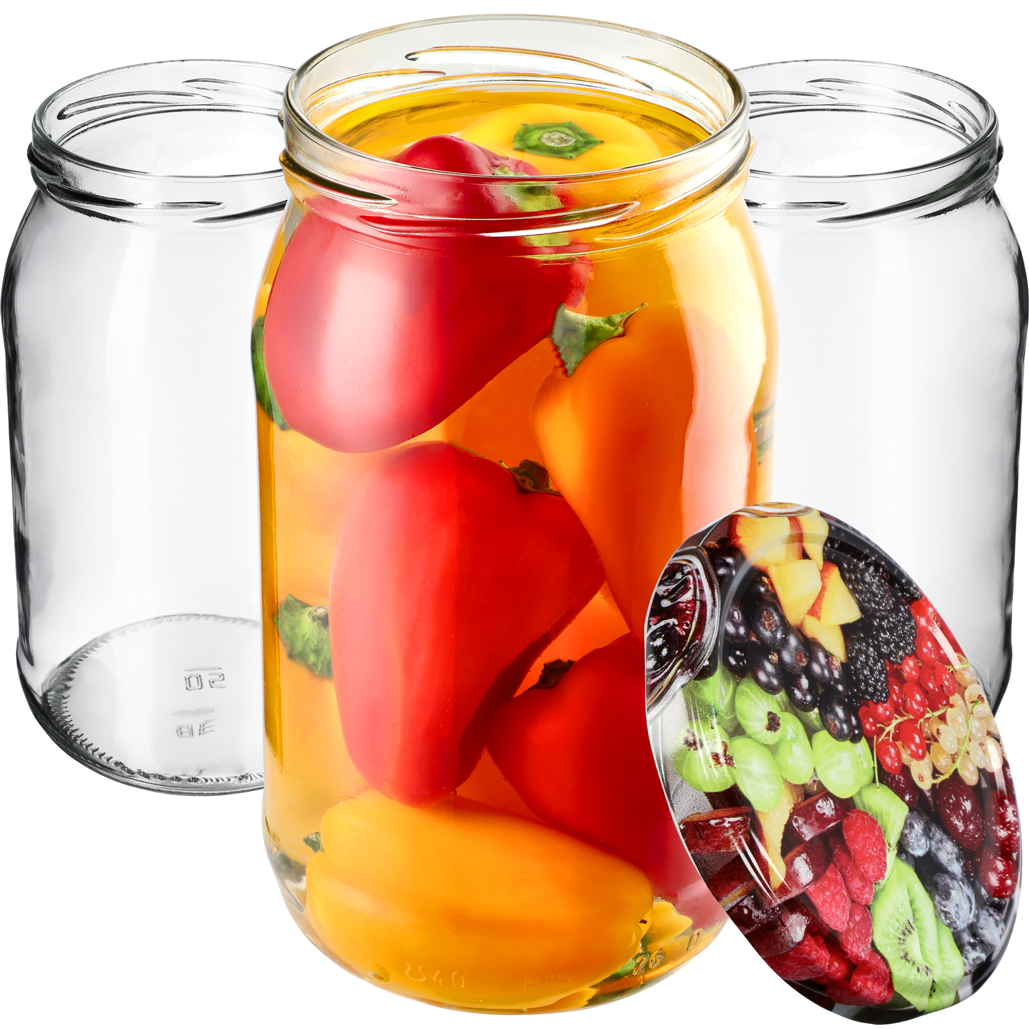 Słoiki na przetwory Niva 760ml 8szt fi 82 mm + wieczka "Mix owoców"