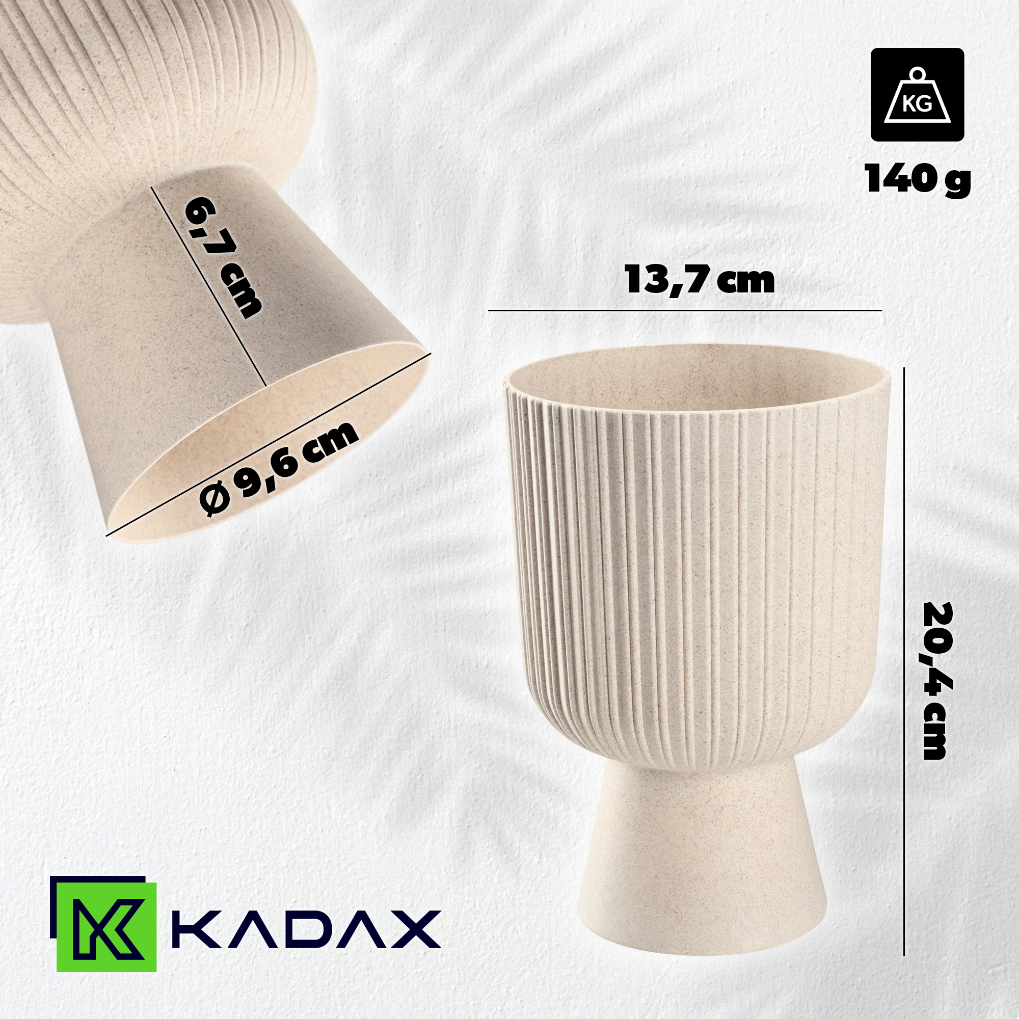 Doniczka na nóżce Golem Eco 14 cm, biała