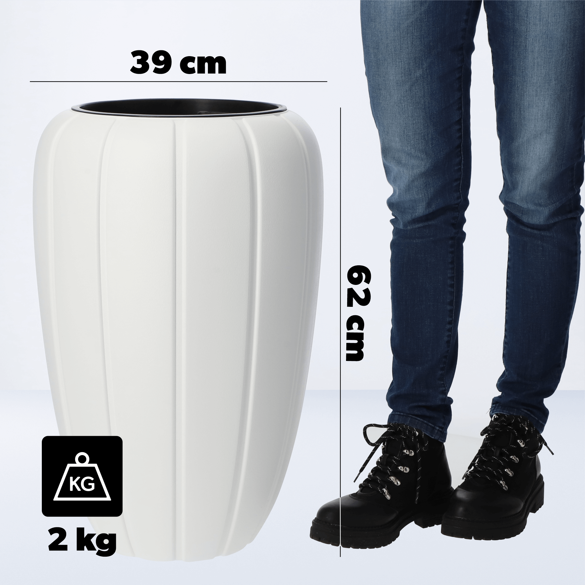 Donica na kwiaty z wkładem Pale 62 cm, biała