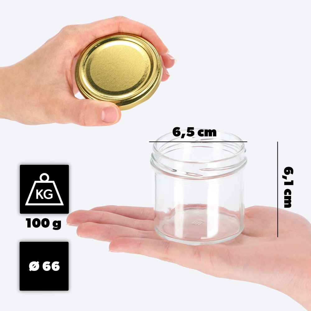 Słoiki Vigo 140ml 100szt fi 66 mm + wieczko złote