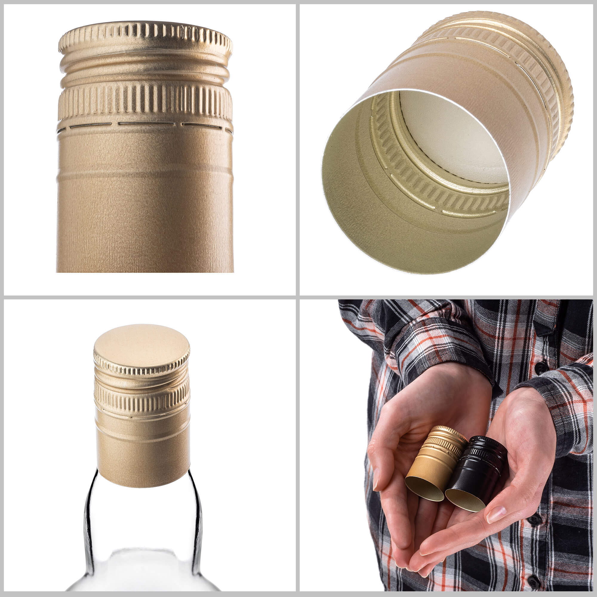 Aluminiowa zakrętka do butelek Annot fi 30mm długa złota 50 szt.