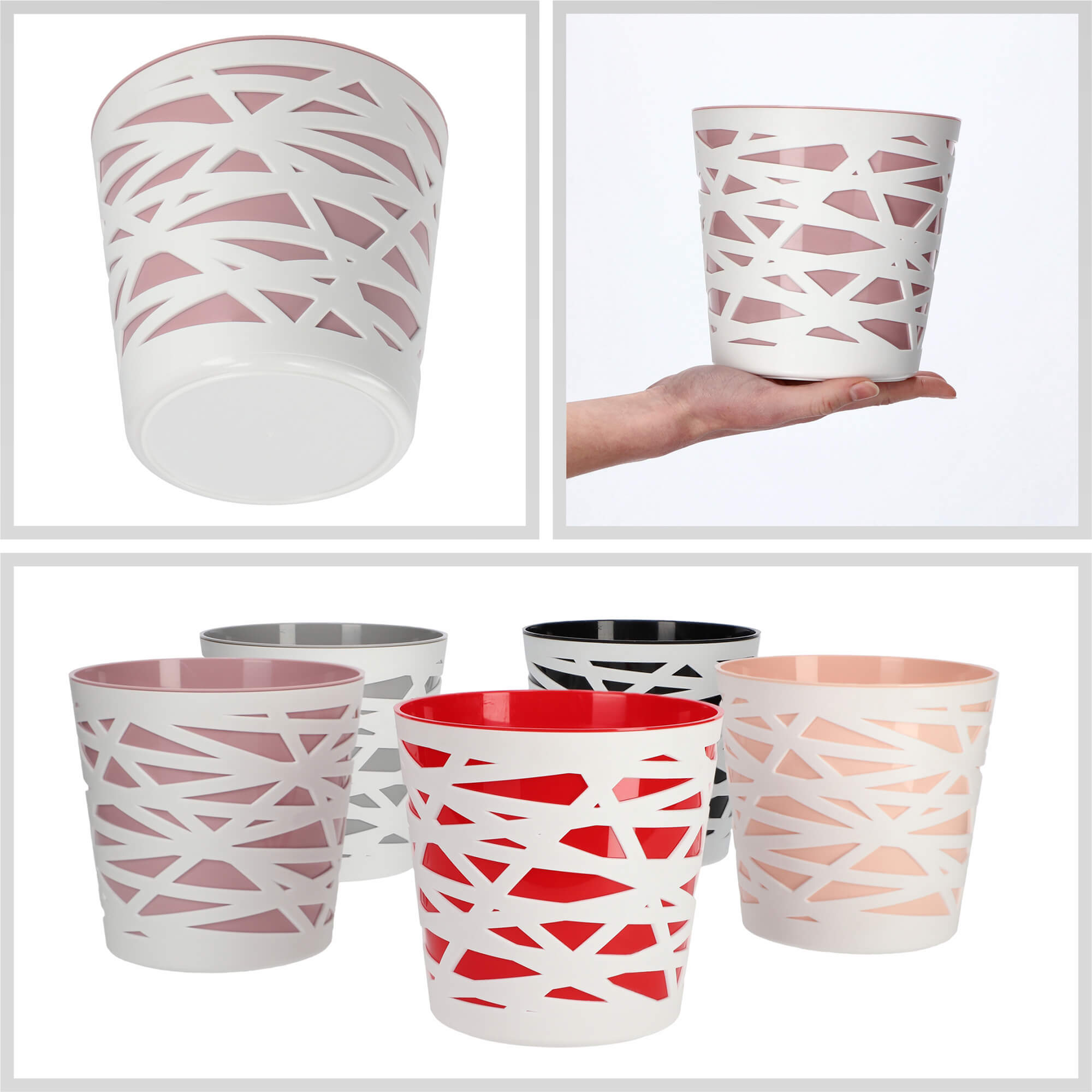 Doniczka z wkładem Rusio 15 cm, różowa