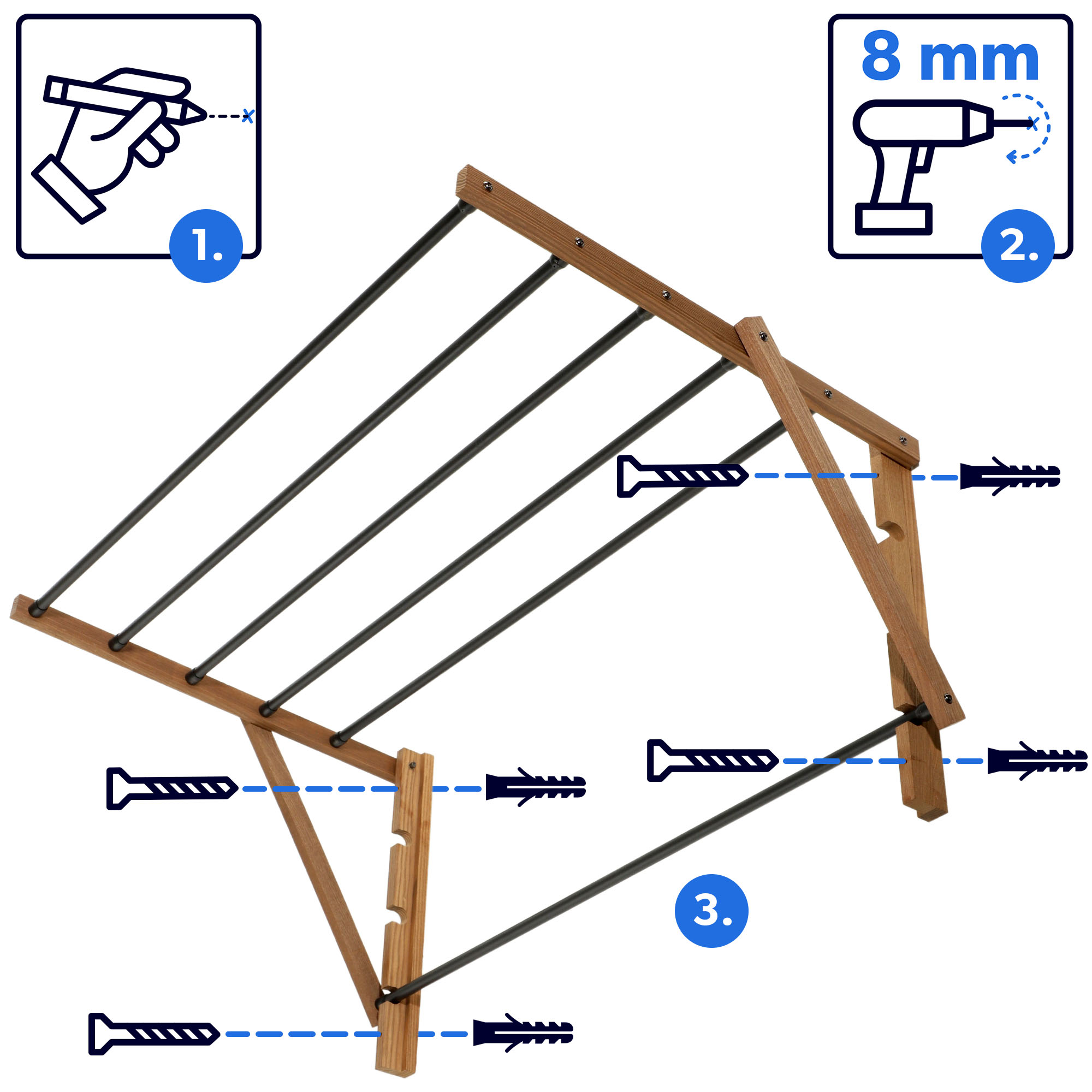 Suszarka ścienna na pranie Ferrara 53cm