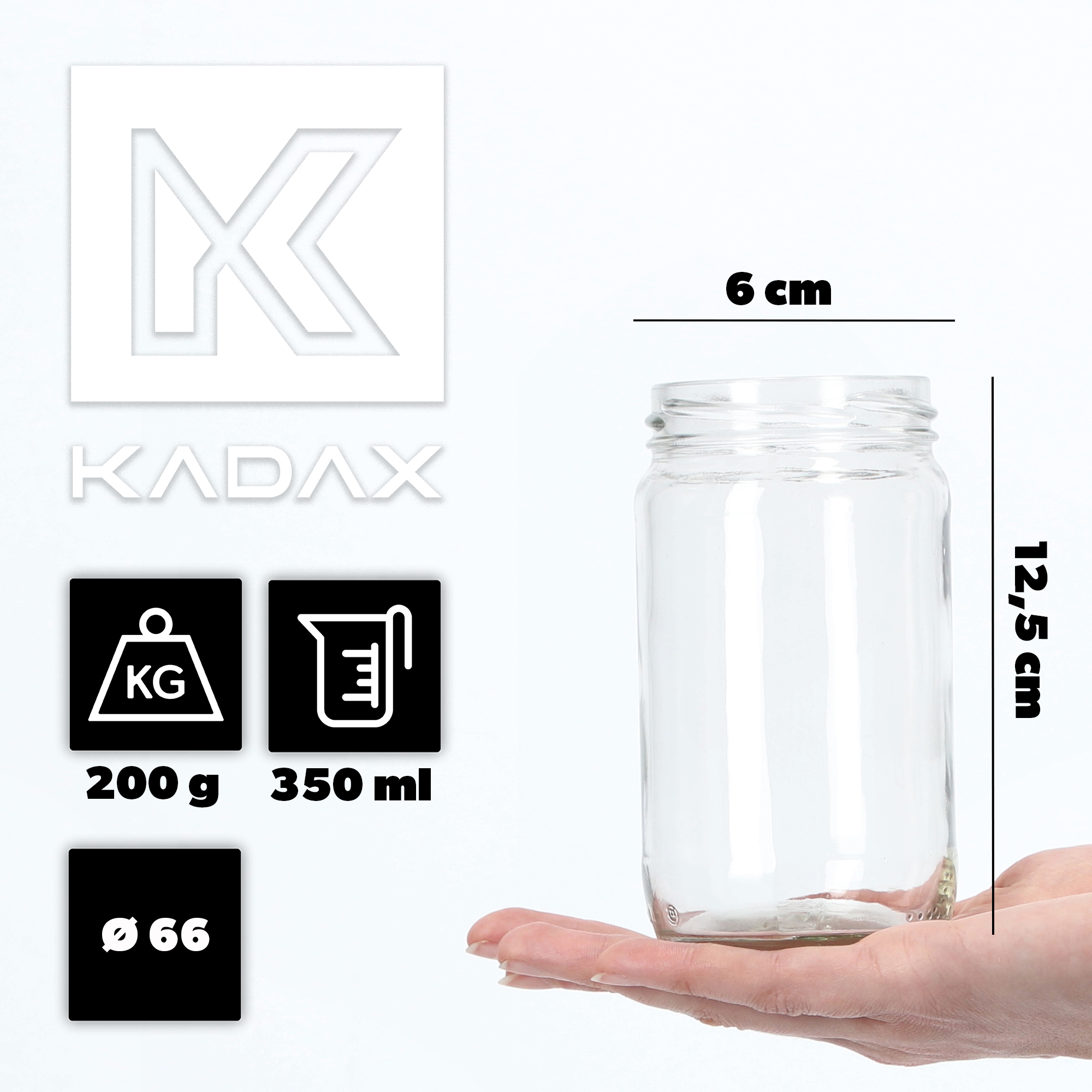 Słoiki na przetwory Gera 350ml fi 66 mm 50szt + wieczko Grzyby kosz