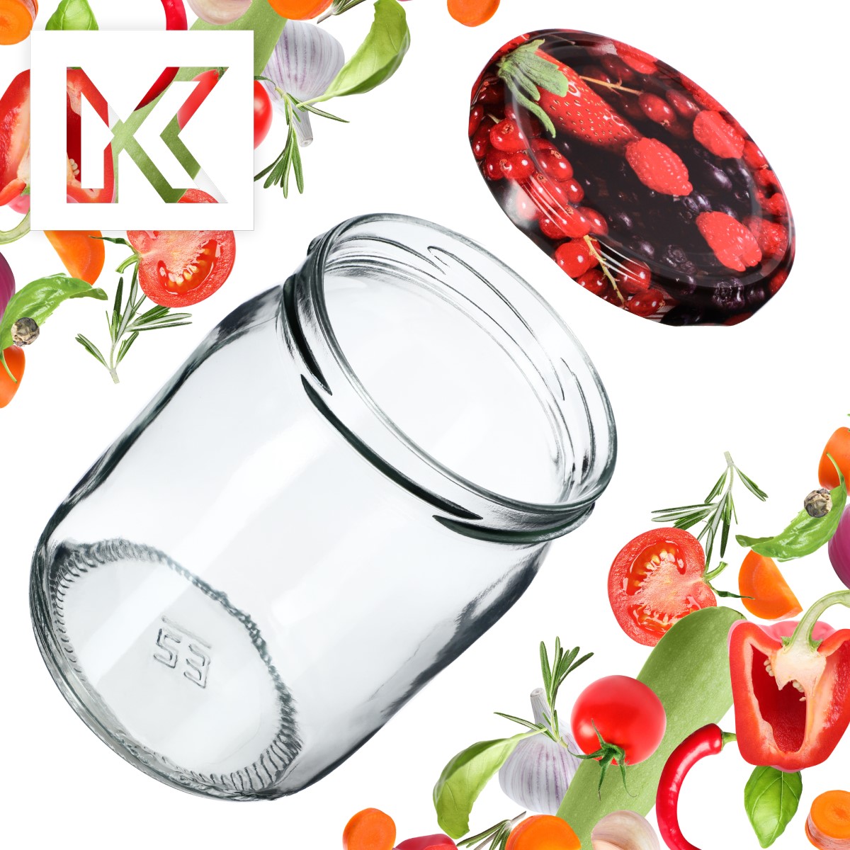 Słoiki Senna 540ml 48szt fi 82 mm + wieczka "Jagody"