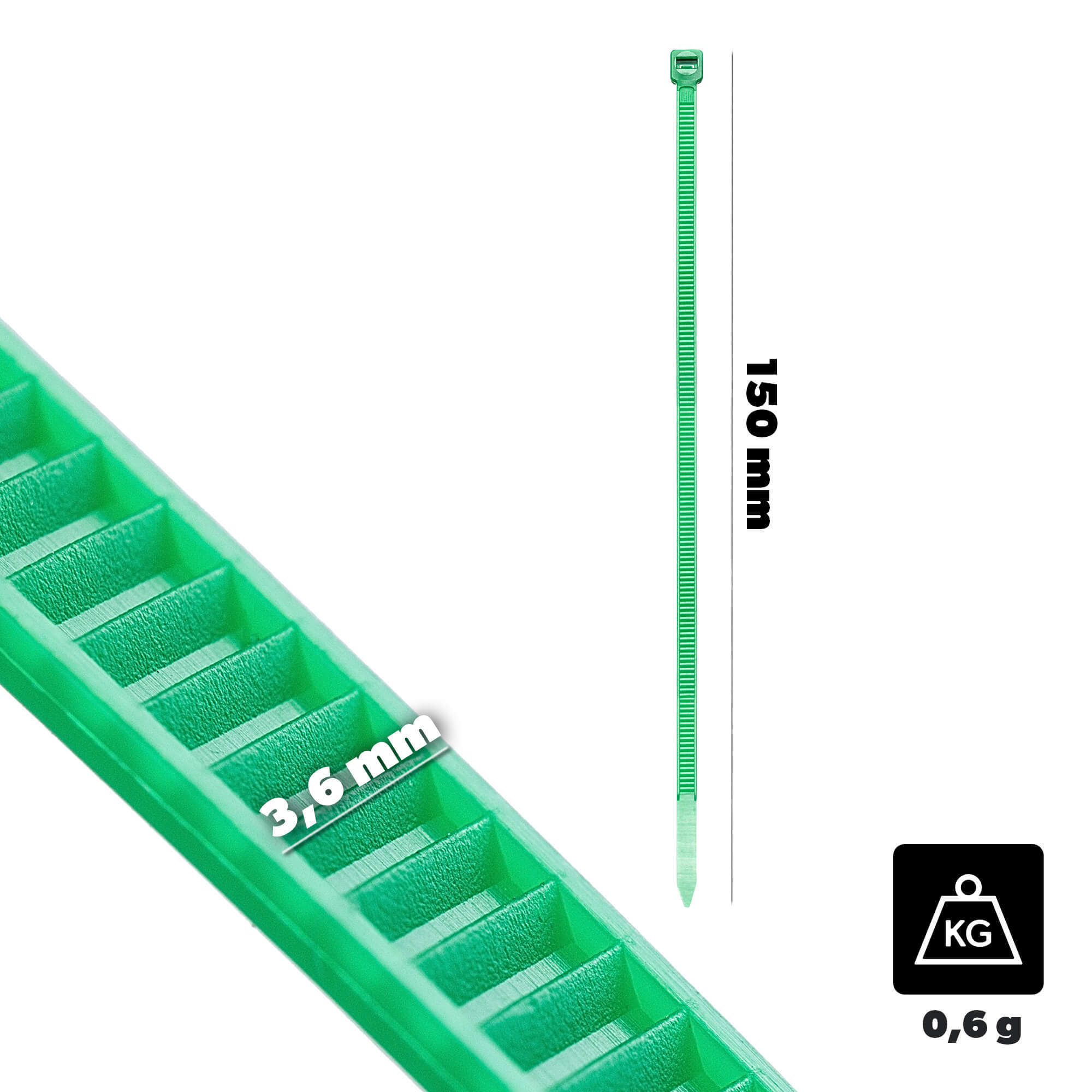 Opaski zaciskowe Maurens 150 x 3.6 mm zielone 100 szt.