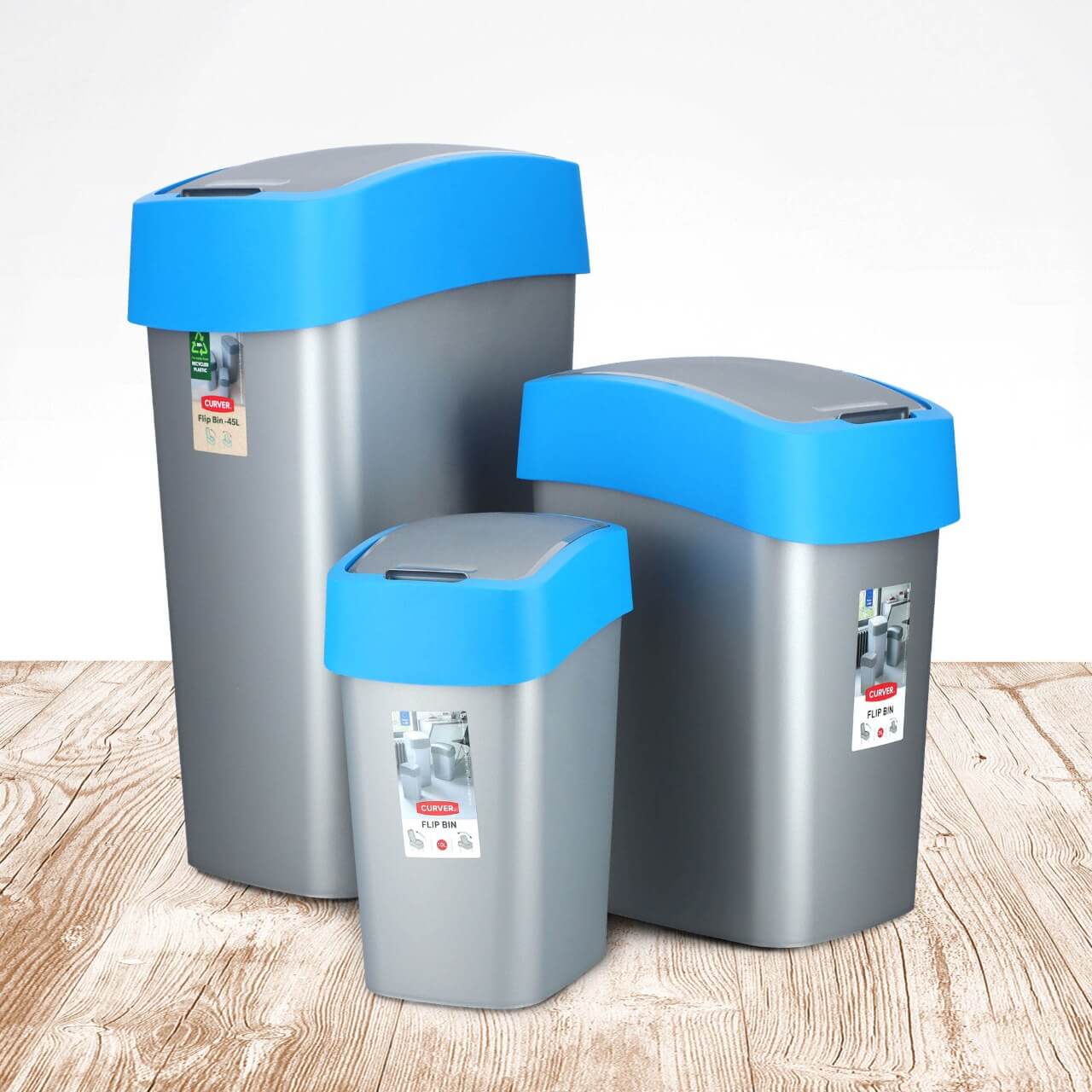 Kosz na śmieci Curver Flip Bin 10L, niebieski