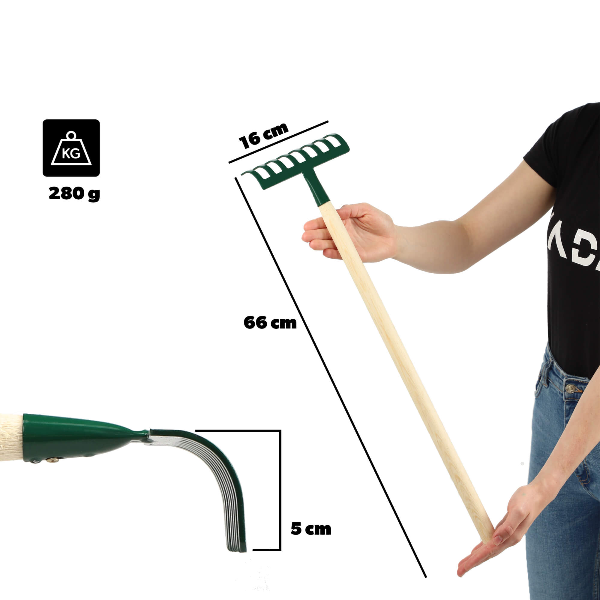 Grabki metalowe 16 x 66 cm, zielone