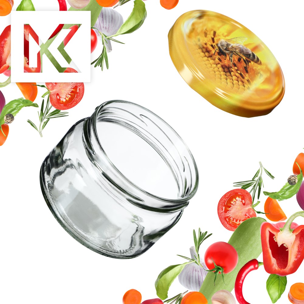 Słoiki na przetwory Denia 250ml 10szt fi 82 mm + wieczko "Pszczoła"