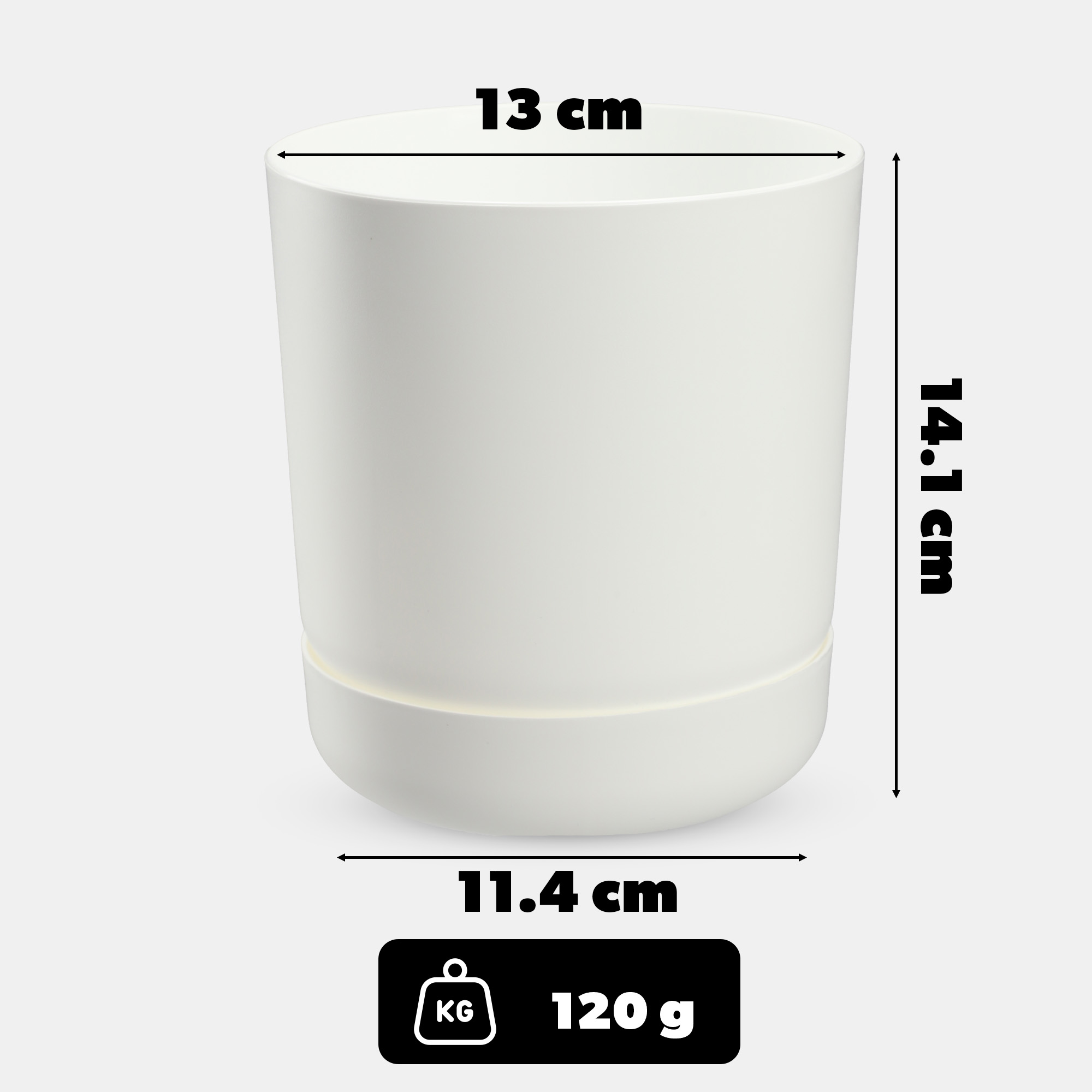 Doniczka Kama z podstawką 13 cm, biała