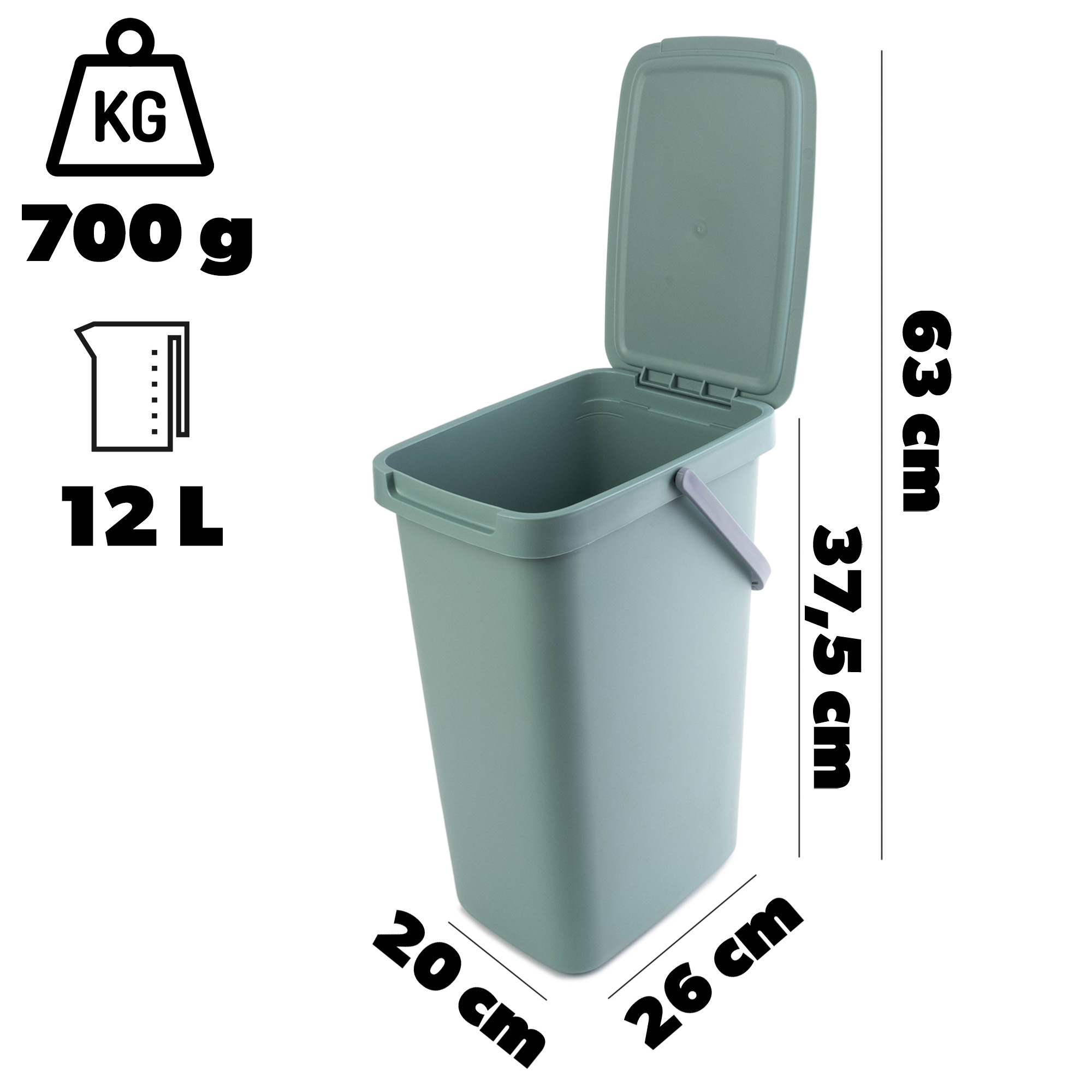 Kosz na śmieci Salans jasny zielony 12L