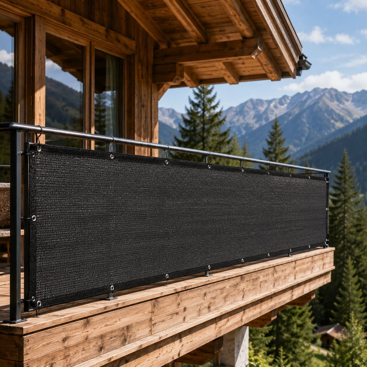 Osłona balkonowa Thus 0.95 x 4.75 m PE 180 g/m² czarna