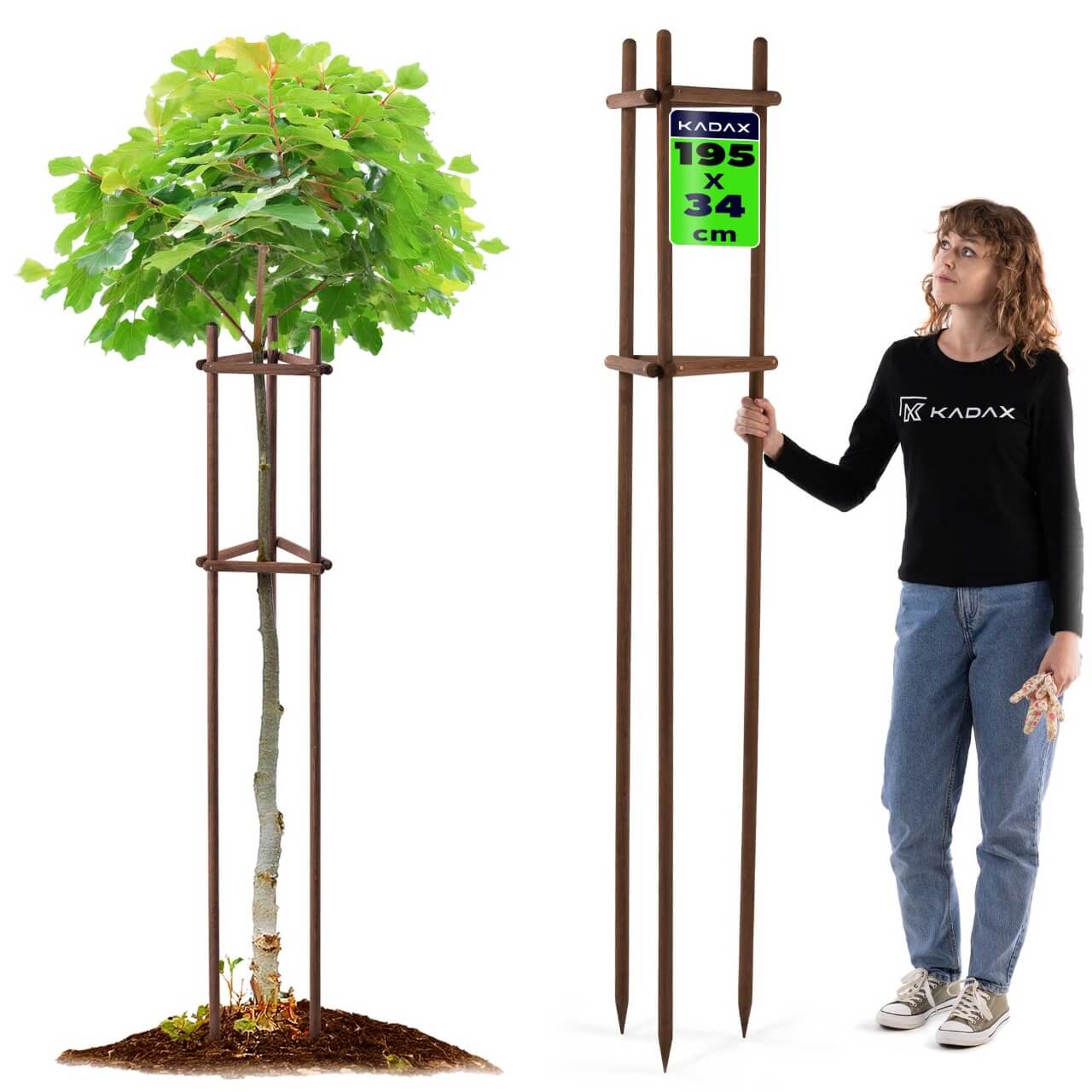 Podpora ogrodowa trójnóg Redon 195 cm drewniana brązowa