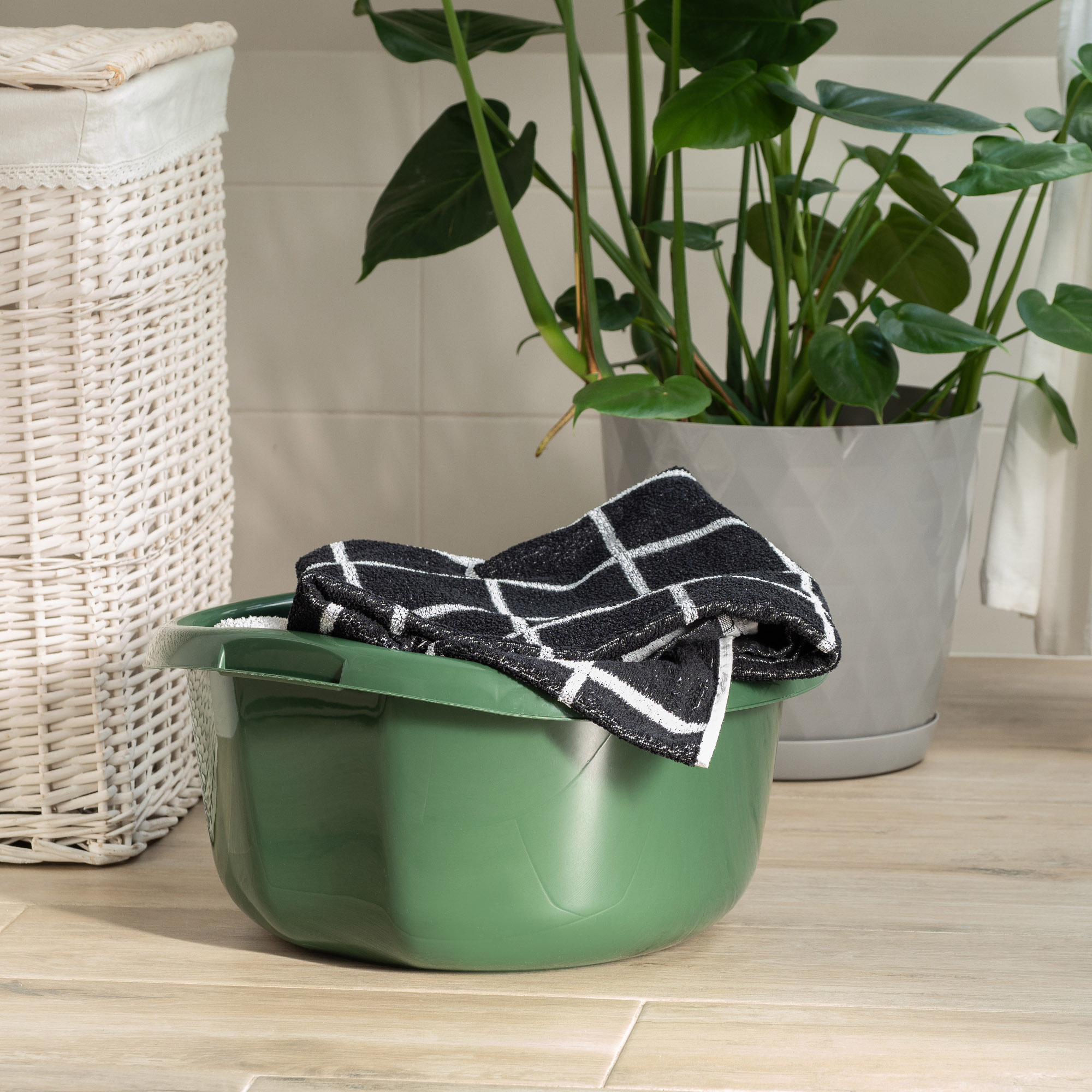 Miednica plastikowa z uchwytami 30L, zielona