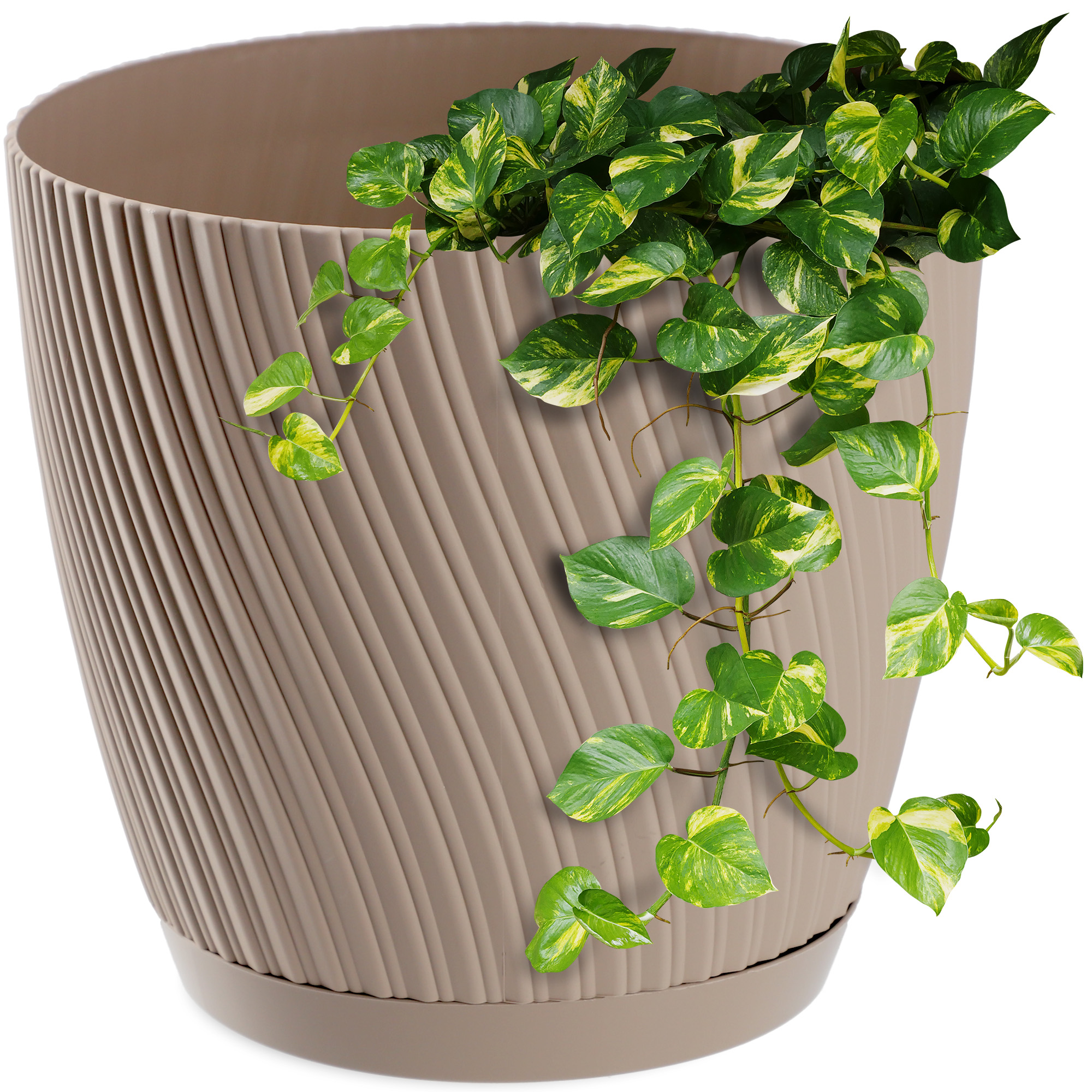 Doniczka z podstawką Tubas 13 cm, taupe