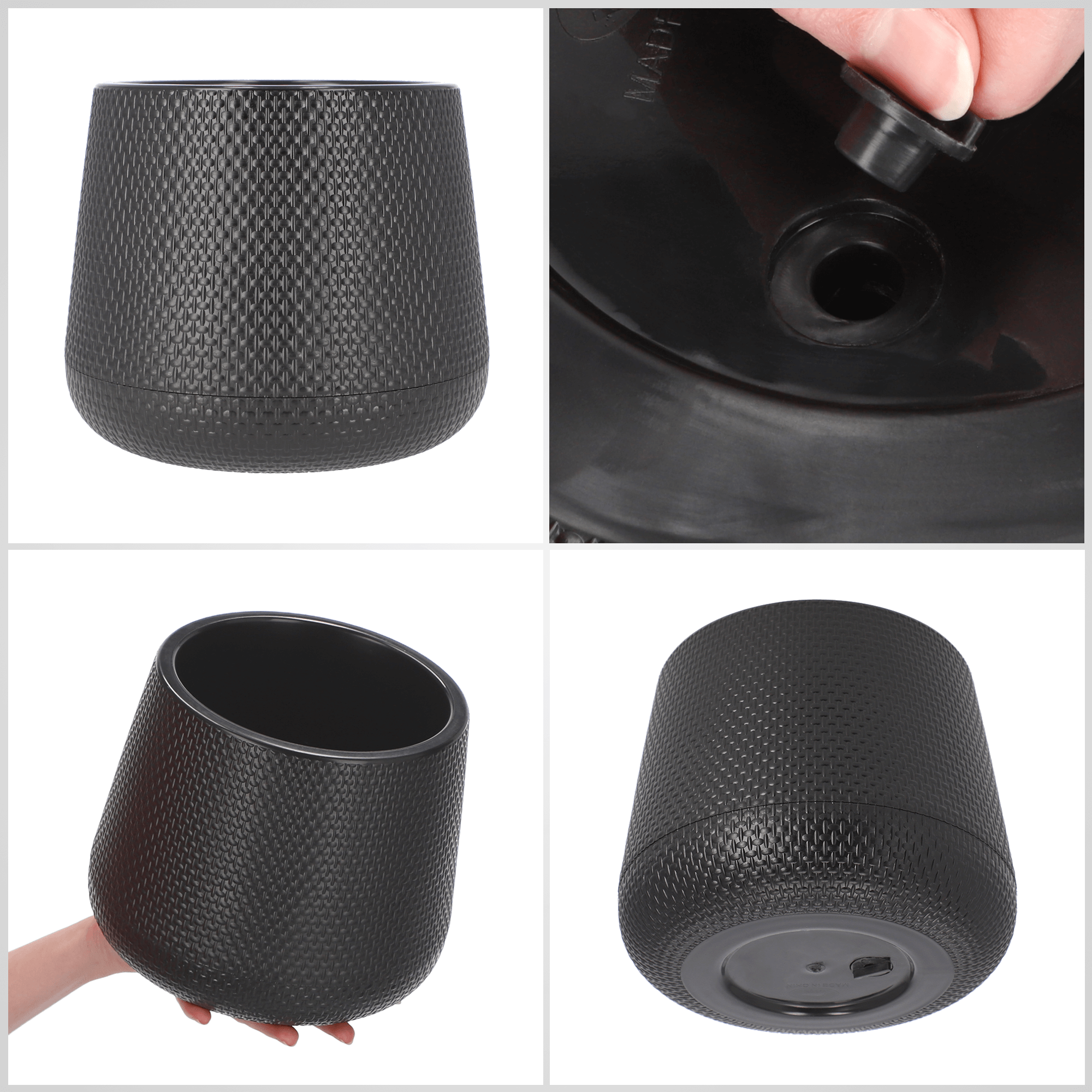 Doniczka z podstawką Peri 17 cm, czarna
