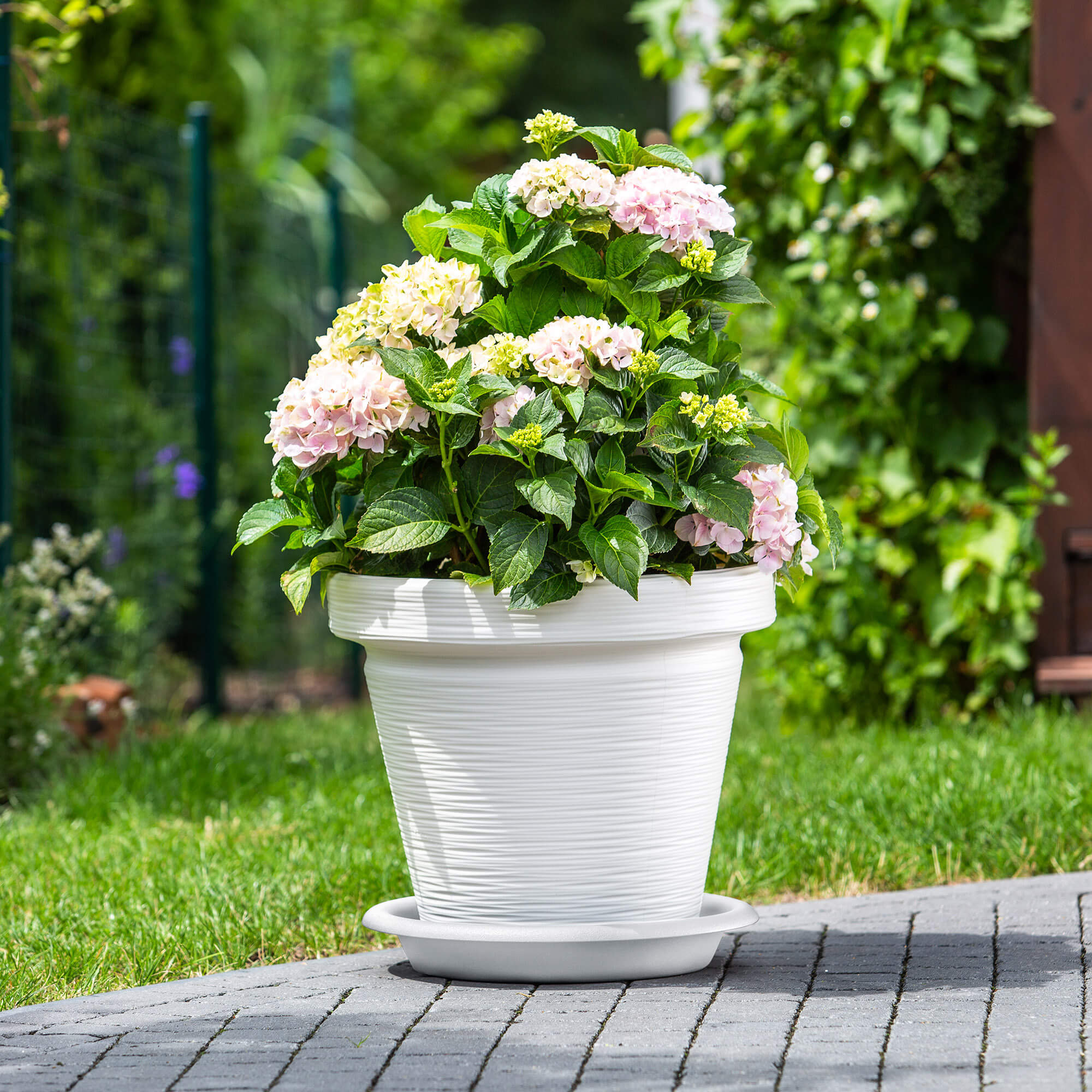 Donica z podstawką Cieza 46 cm, kremowa