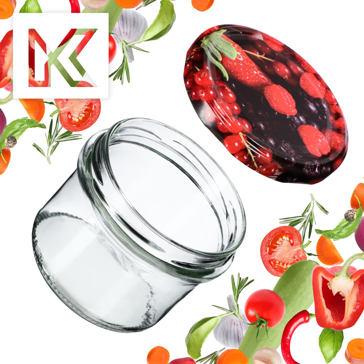 Słoiki na przetwory Tartu 235ml 20szt fi 82 mm + wieczka "Owoce leśne"