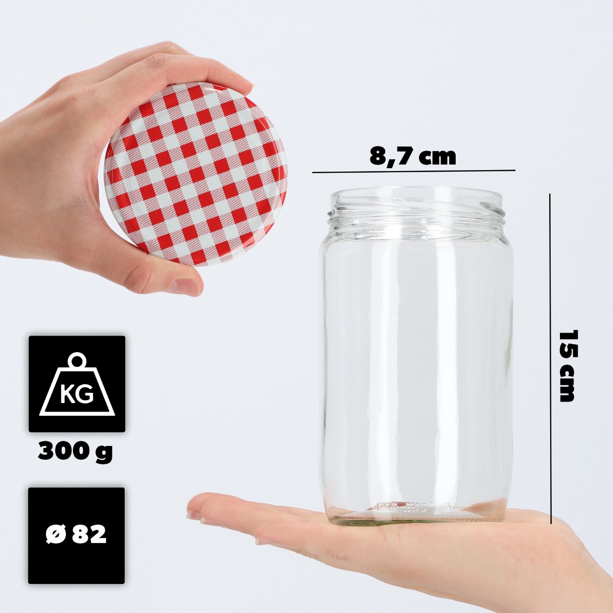 Słoiki Niva 720ml 24szt fi 82 mm + wieczka "Czerwona Krata"