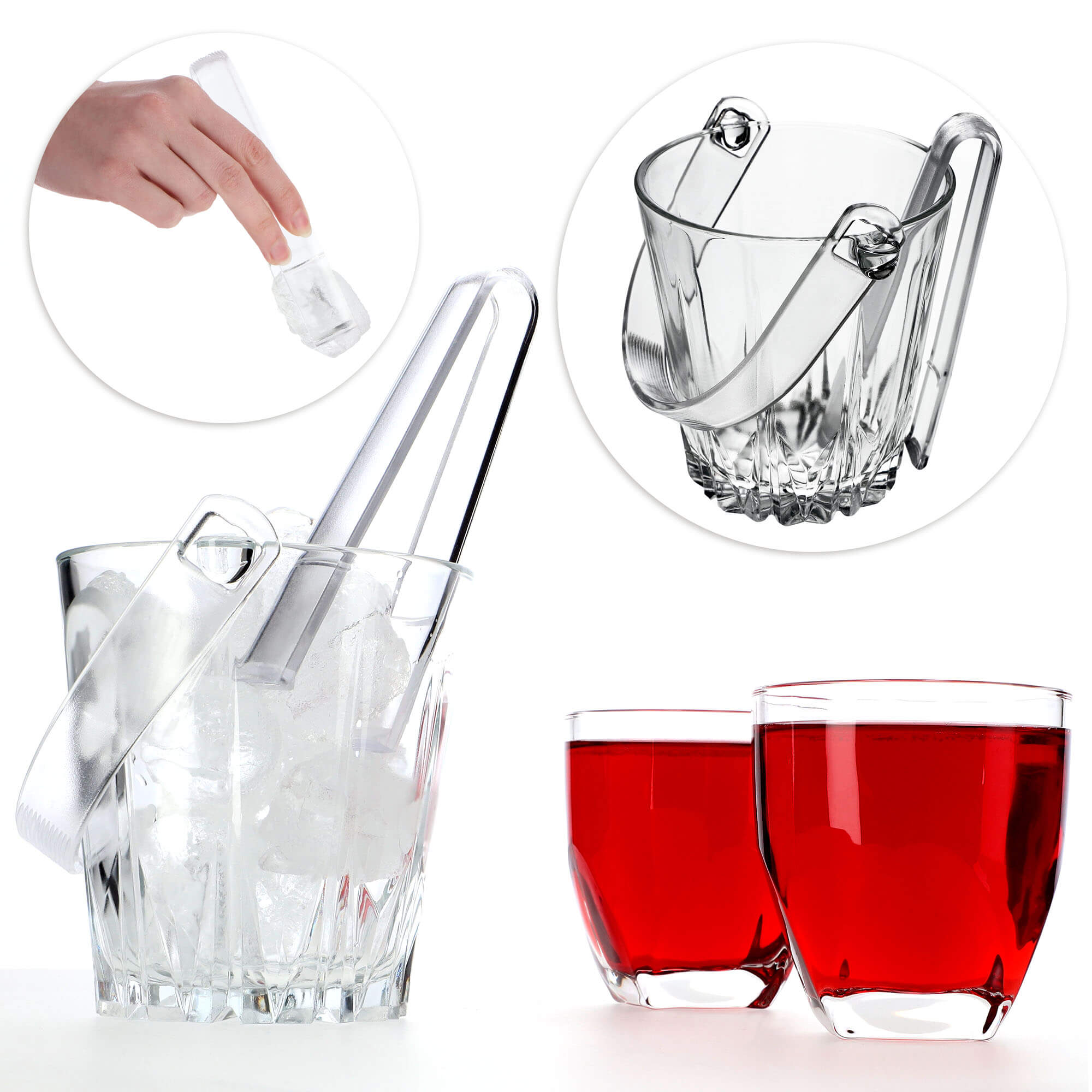 Pojemnik na lód z uchwytem 800 ml + szczypce