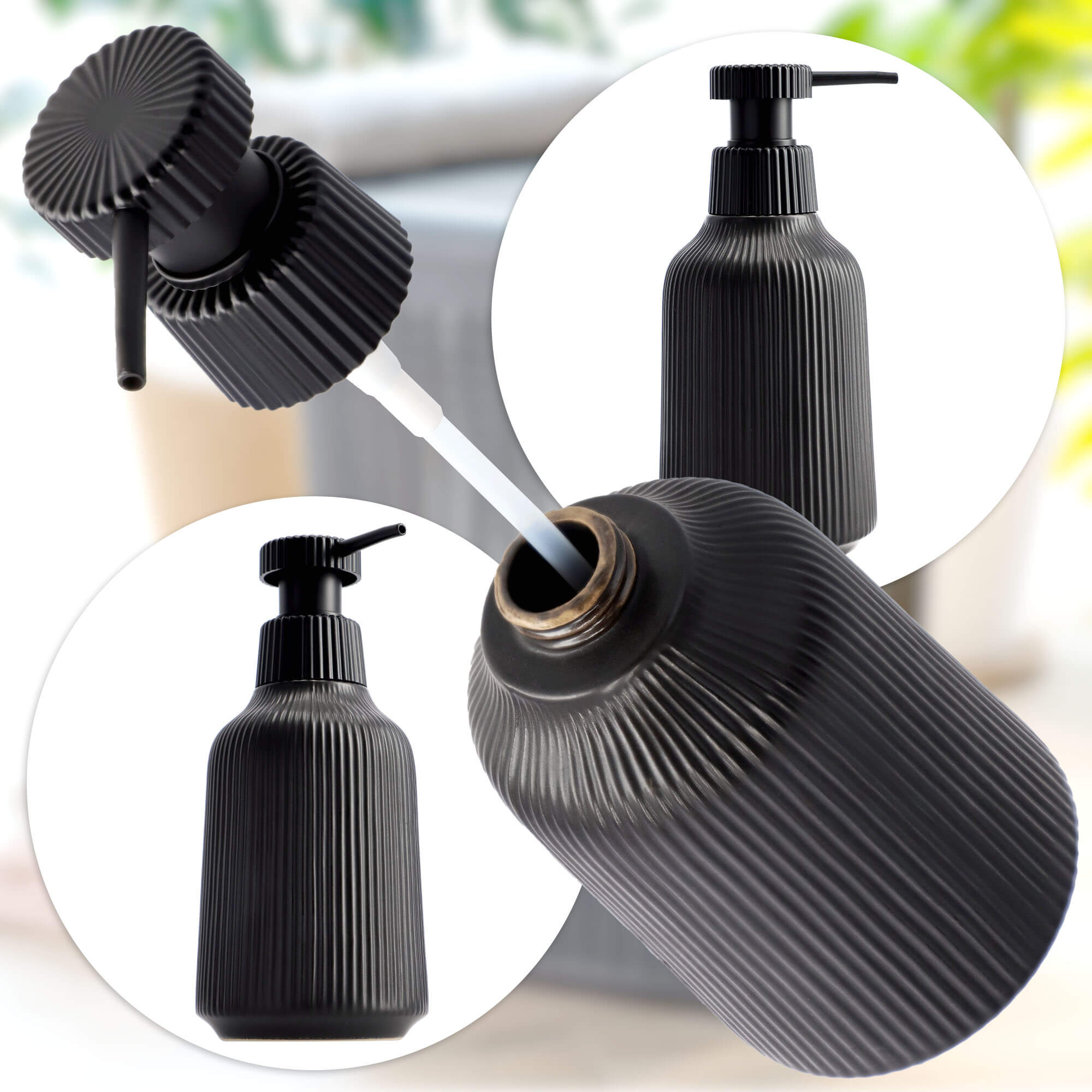 Dozownik na mydło w płynie Mataro 200 ml, czarny