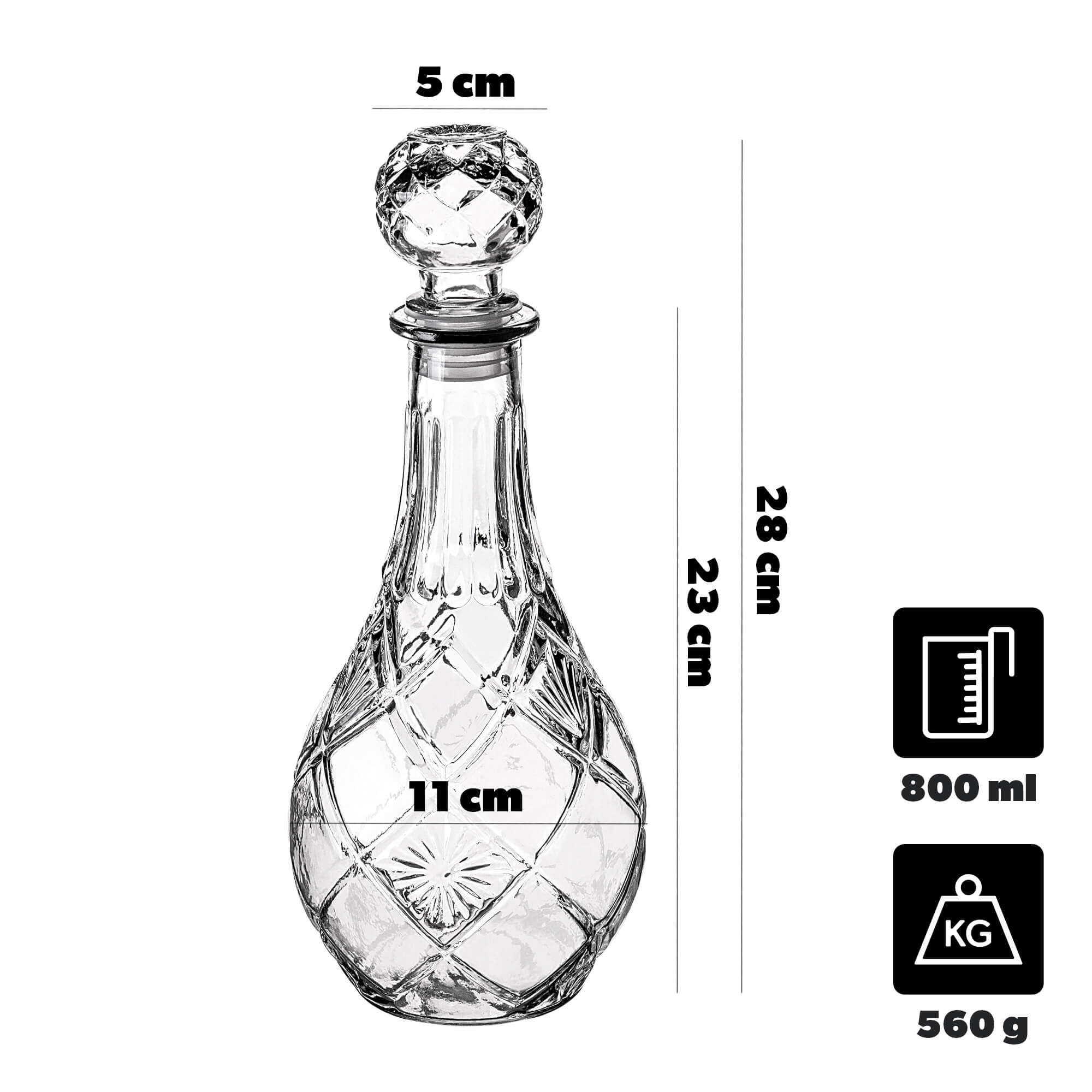 Karafka szklana Nance na whisky z korkiem 0,8L