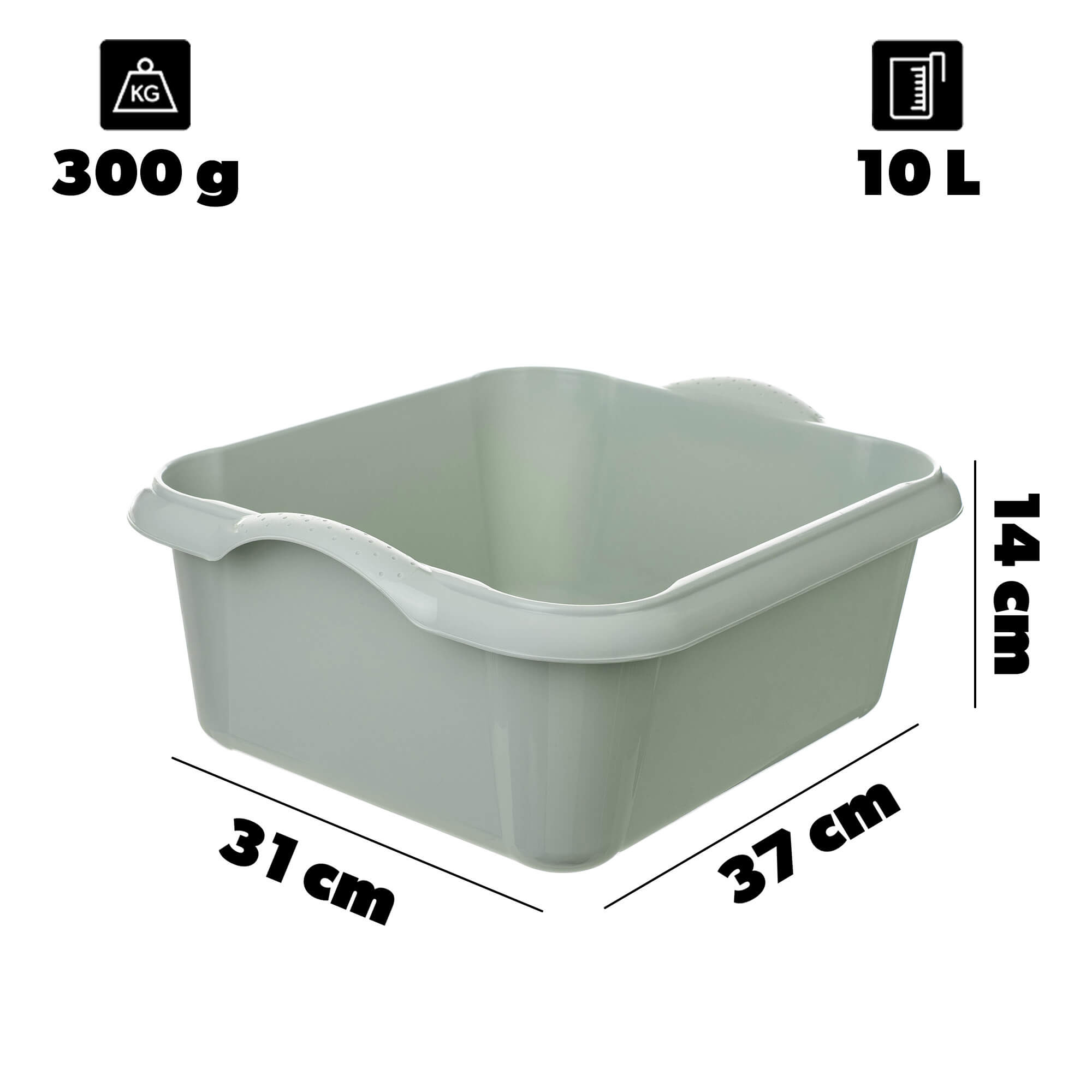 Miska prostokątna Ognes 10L zielony pastel