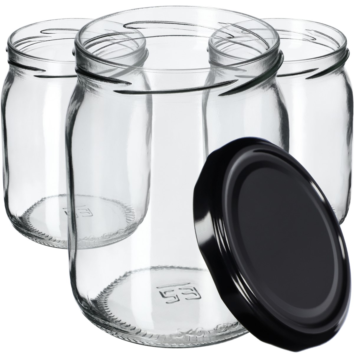 Słoiki Senna 540ml 8szt fi 82 mm + wieczka czarne