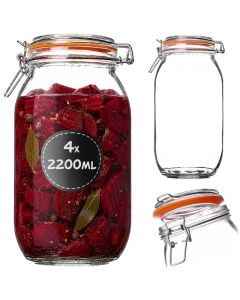 Słoik szklany hermetyczny Maronti z klipsem 2.2L 4 szt.