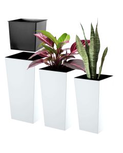 Donice na kwiaty z wkładem Masiera 25 cm + 30 cm + 35 cm, białe