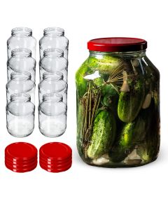 Szklany sł&oacute;j Albi 2,5L 100 mm + wieczko czerwone 8szt