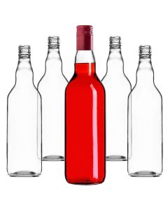 Szklana butelka Monopol 700ml z długą czerwoną zakrętką 10 szt.