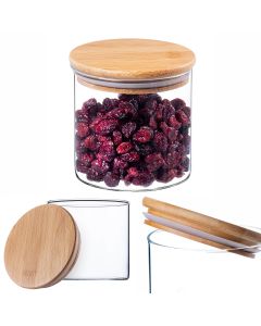 Pojemnik szklany Piney z bambusową pokrywą 680ml