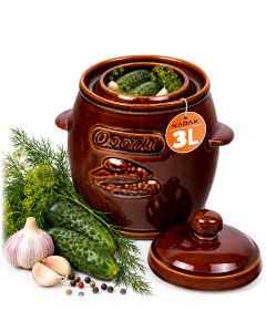 Beczka kamionkowa Helios 3L, na ogórki z pokrywką